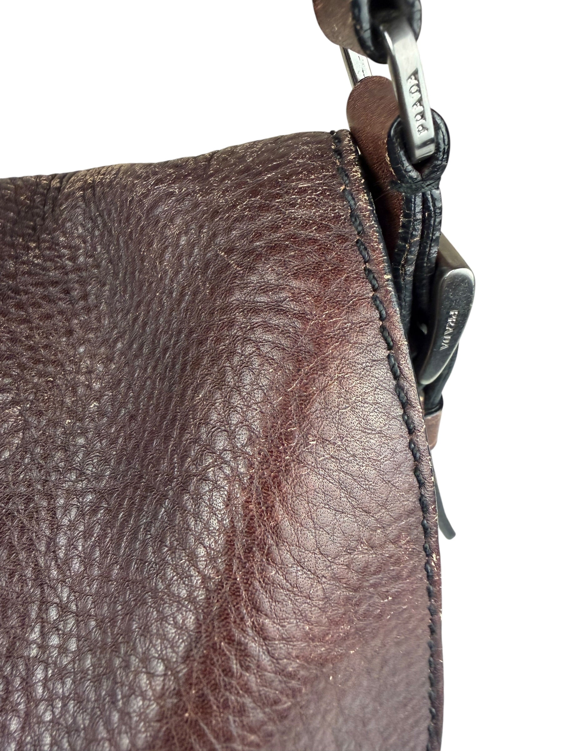 Prada Vintage Brown Leather Cervo Antik Messenger Bag