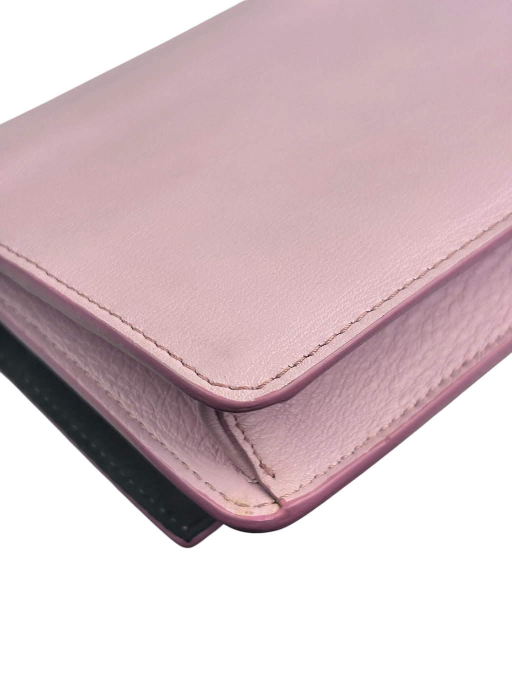Fendi Pink Leather Tube Flap Wallet On Chain