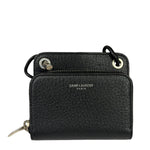Yves Saint Laurent Black Leather Paris Lanyard Wallet
