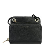 Yves Saint Laurent Black Leather Paris Lanyard Wallet