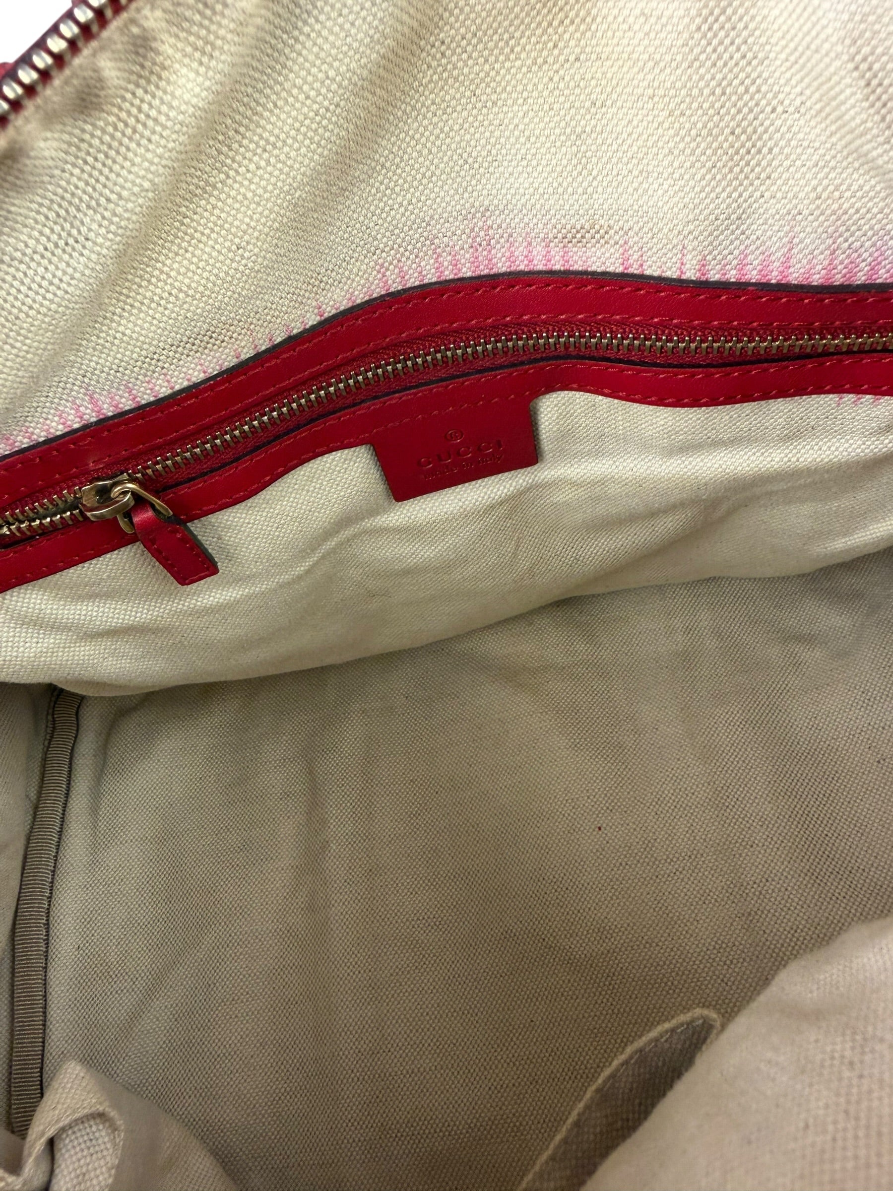 Gucci Beige/Red Leather GG Joy Boston Two-Way Bag