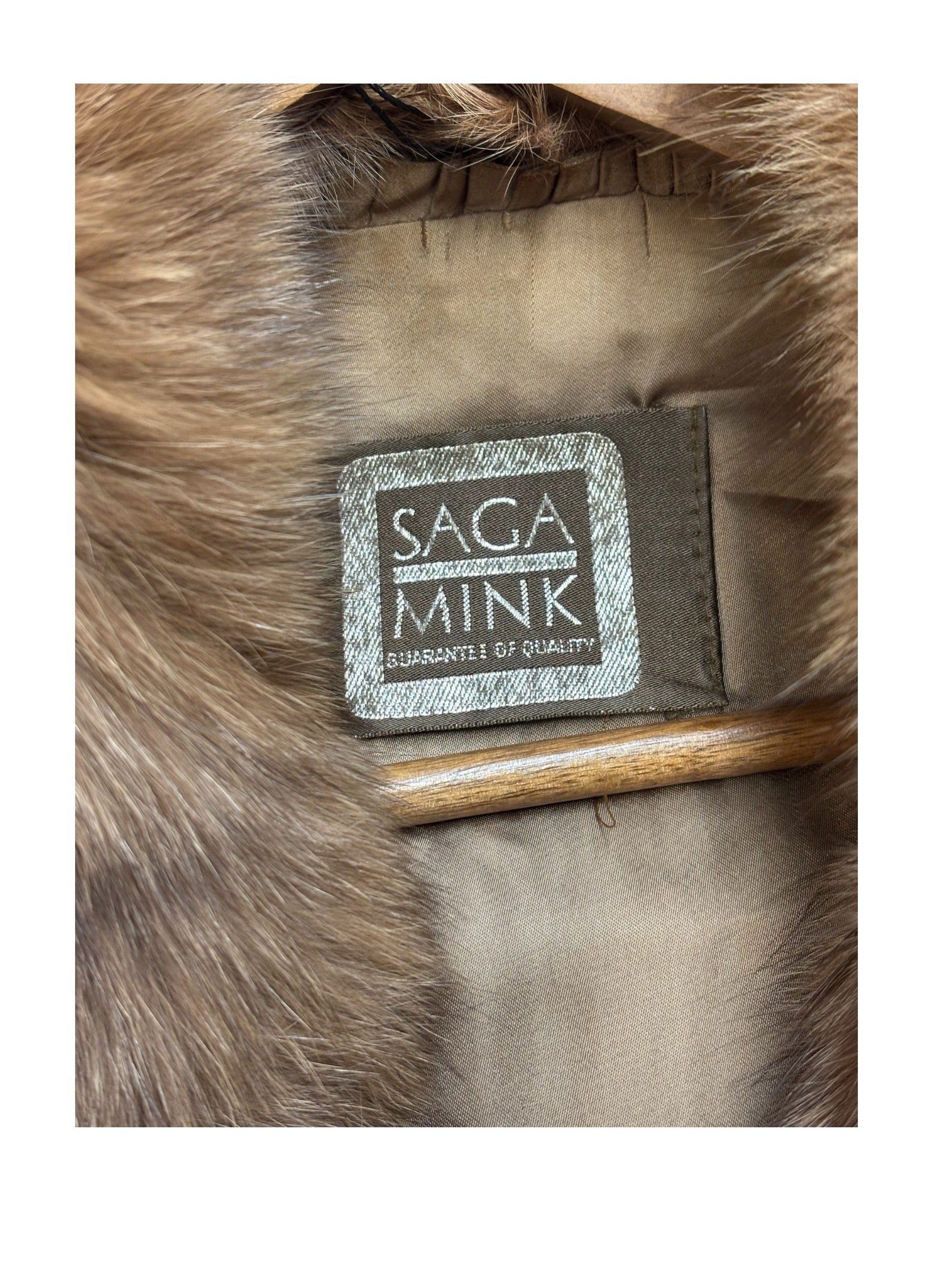 Saga Brown Mink Fur/Fox Fur Trim Coat