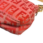 Fendi Pink/Red Zucca Leather Trim Pochette