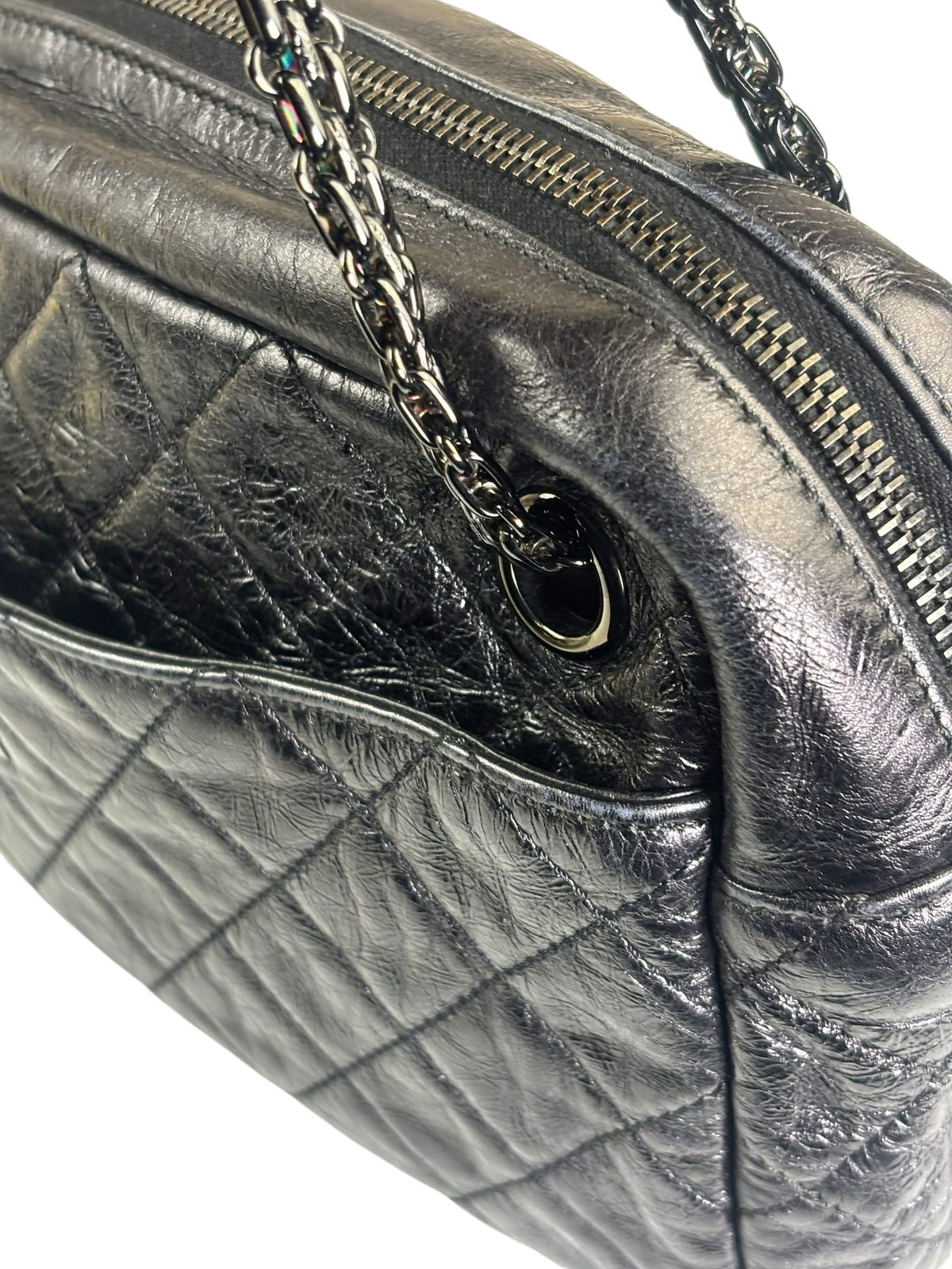 Chanel Metallic Black Quilted Calfskin Reissue Camera Case 2008