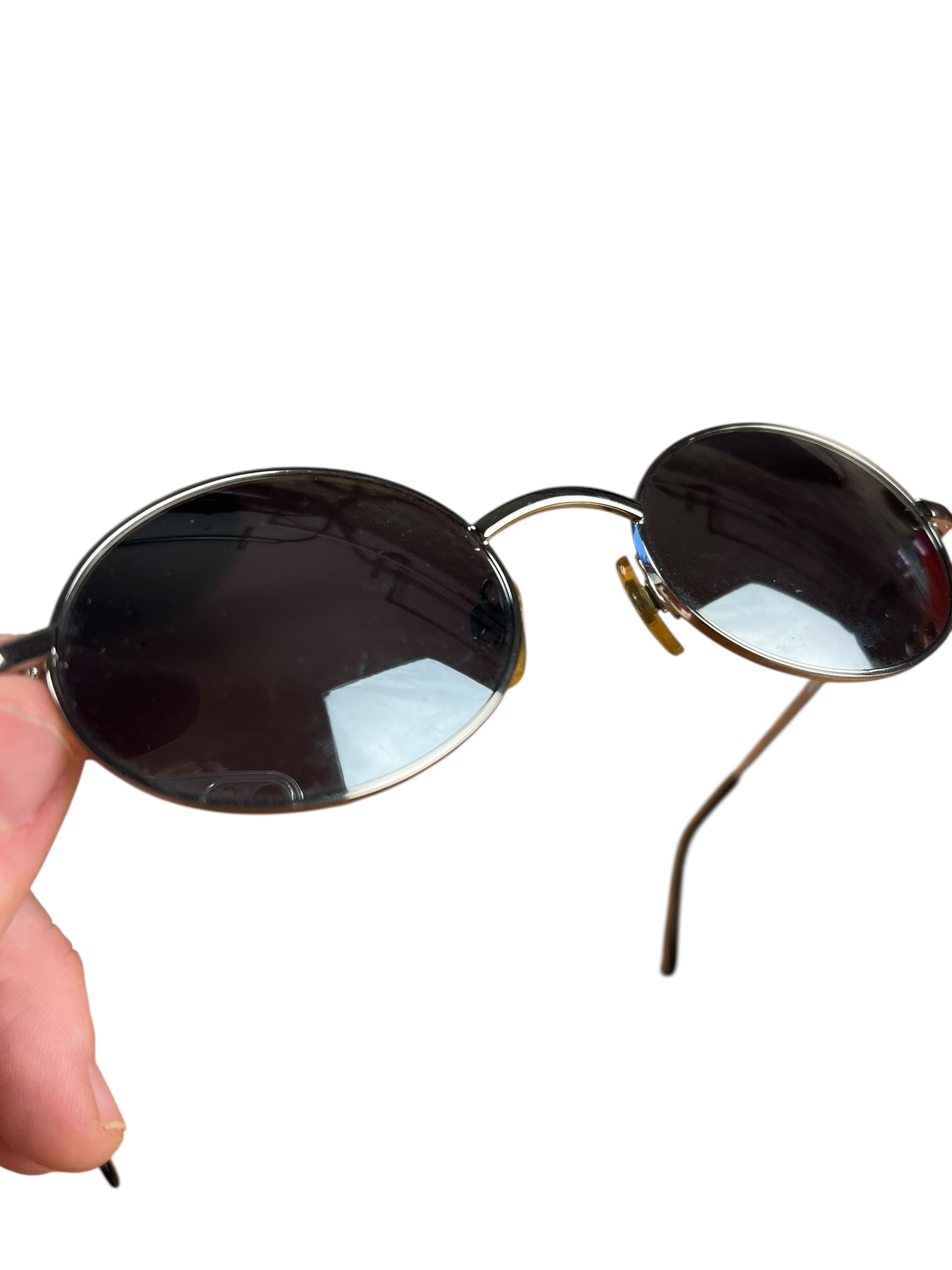 Chanel Vintage CC Circular Silver Frame Sunglasses