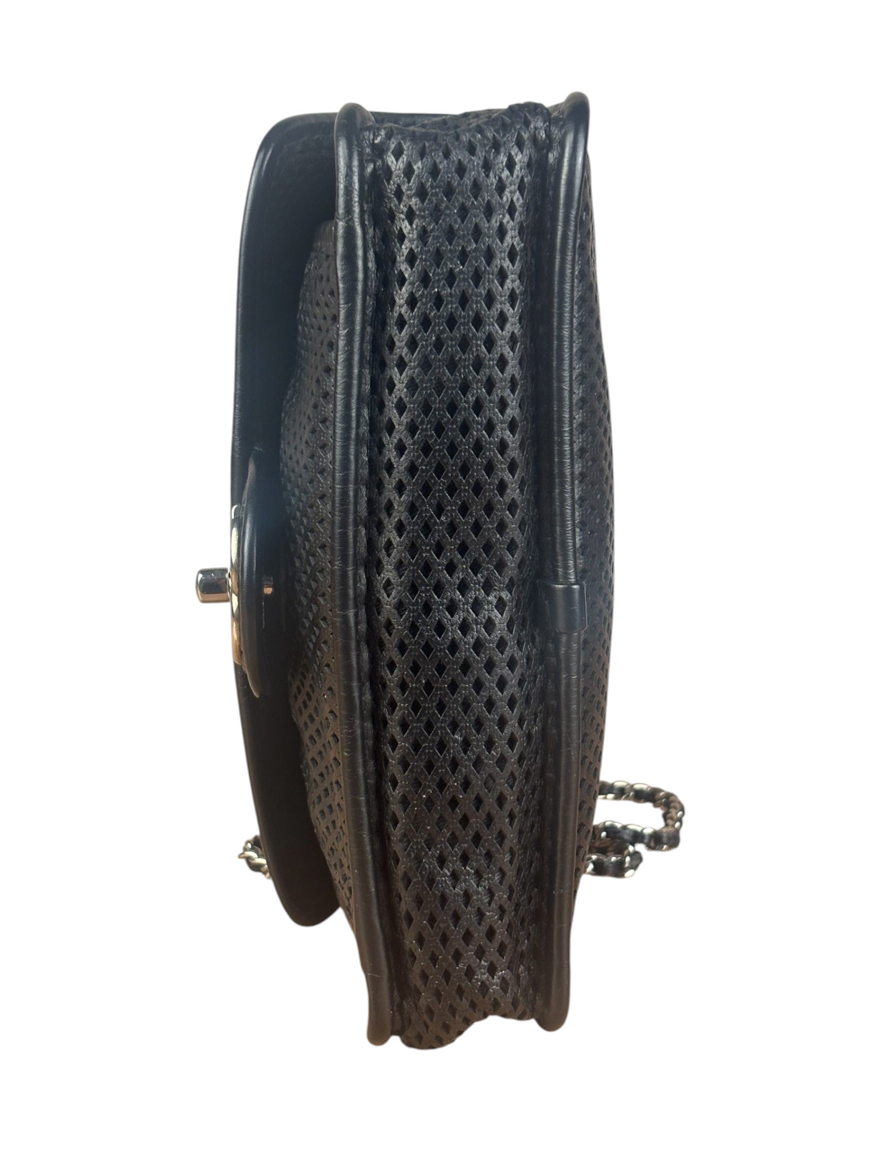 Chanel Black Perforated Leather Up in the Air Flap Bag 2012