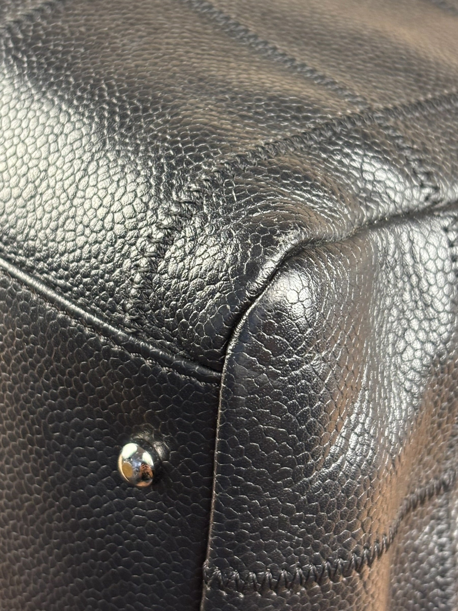 Chanel Black Leather Chocolate Bar Square-Stitched Bowler Shoulder Bag 2005
