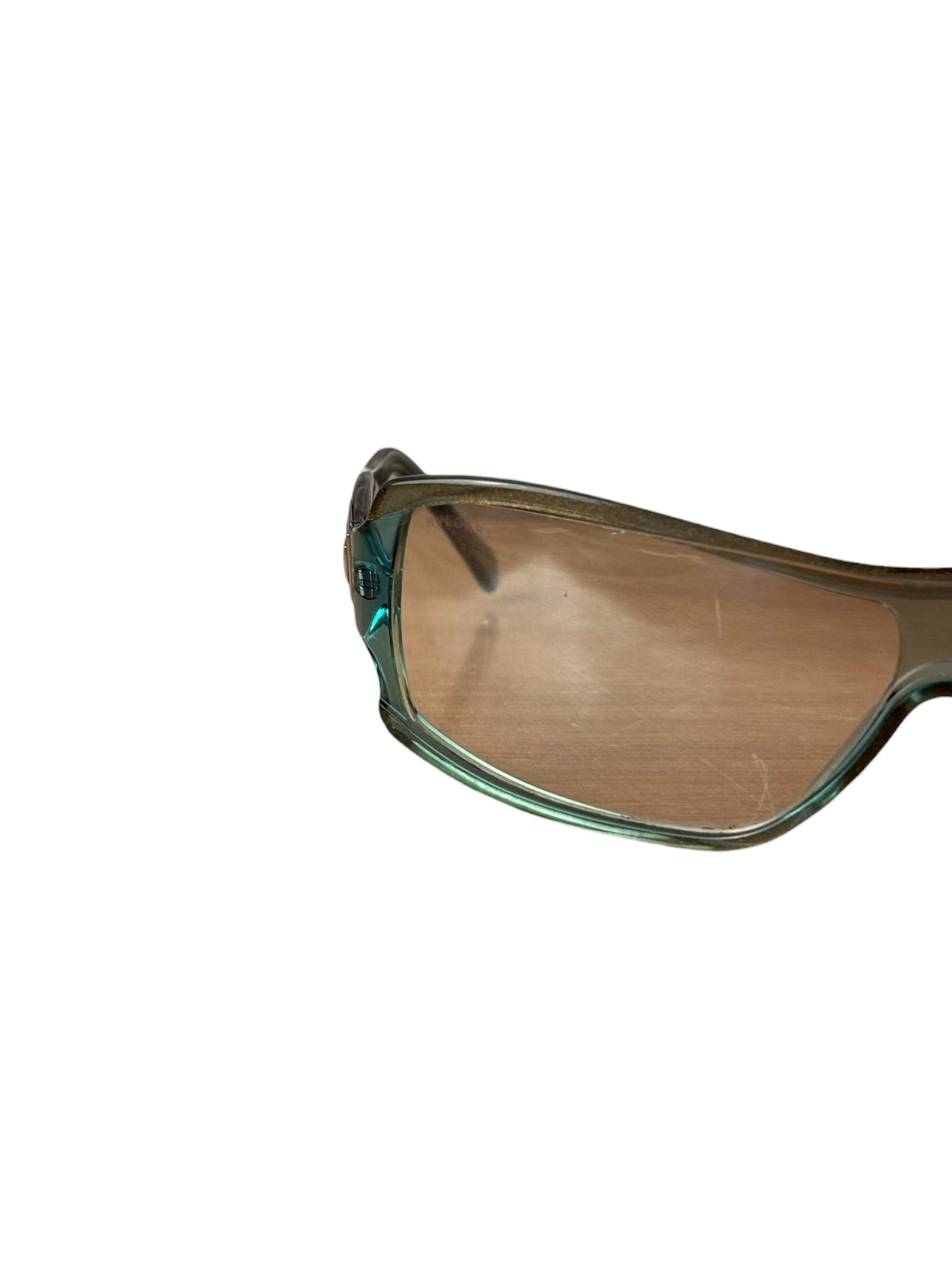 Bvlgari Striking Teal Geometric Temple Sunglasses