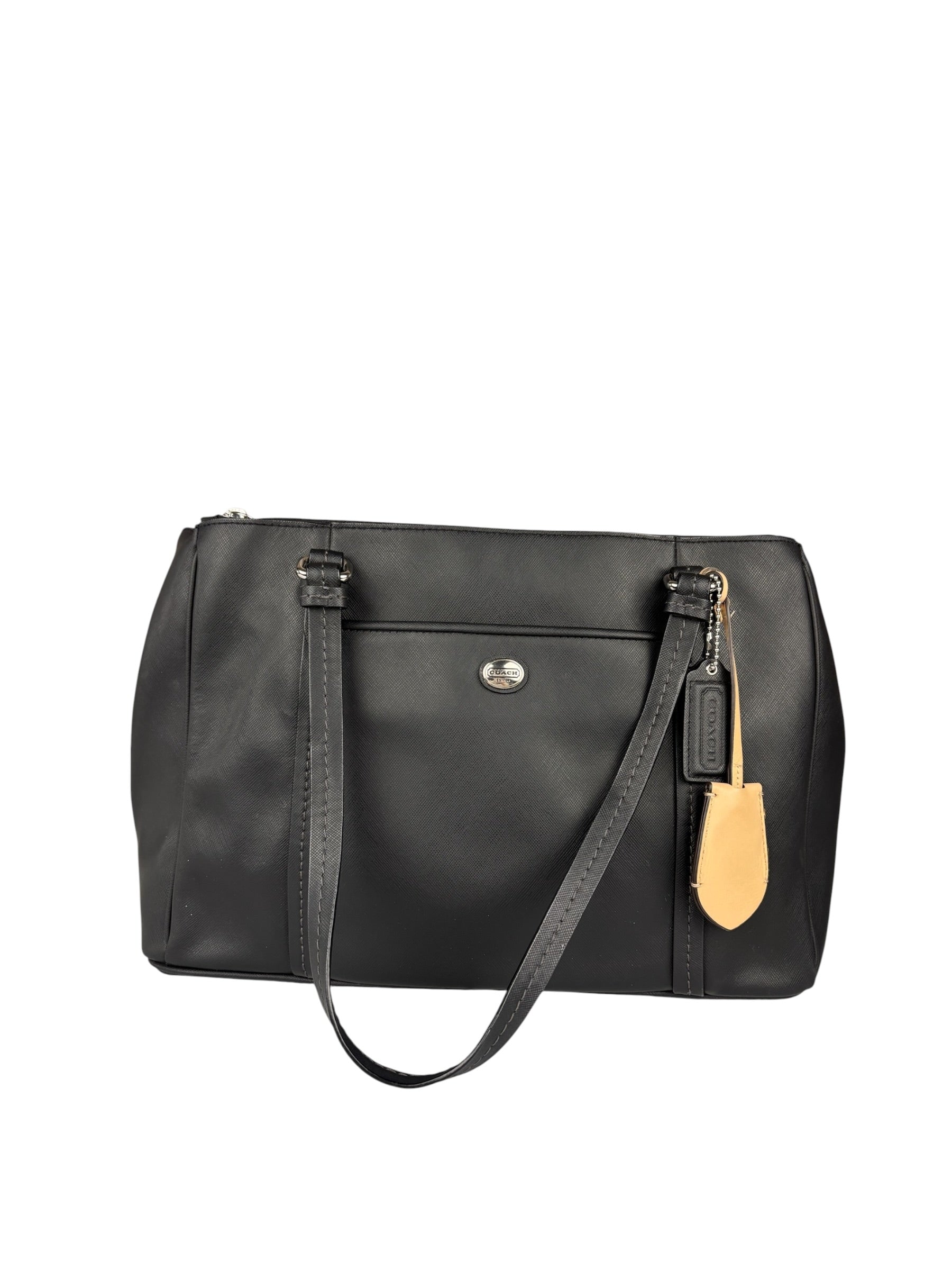 Coach Vintage Black Peyton Leather Jordan Double Zip Shoulder Bag