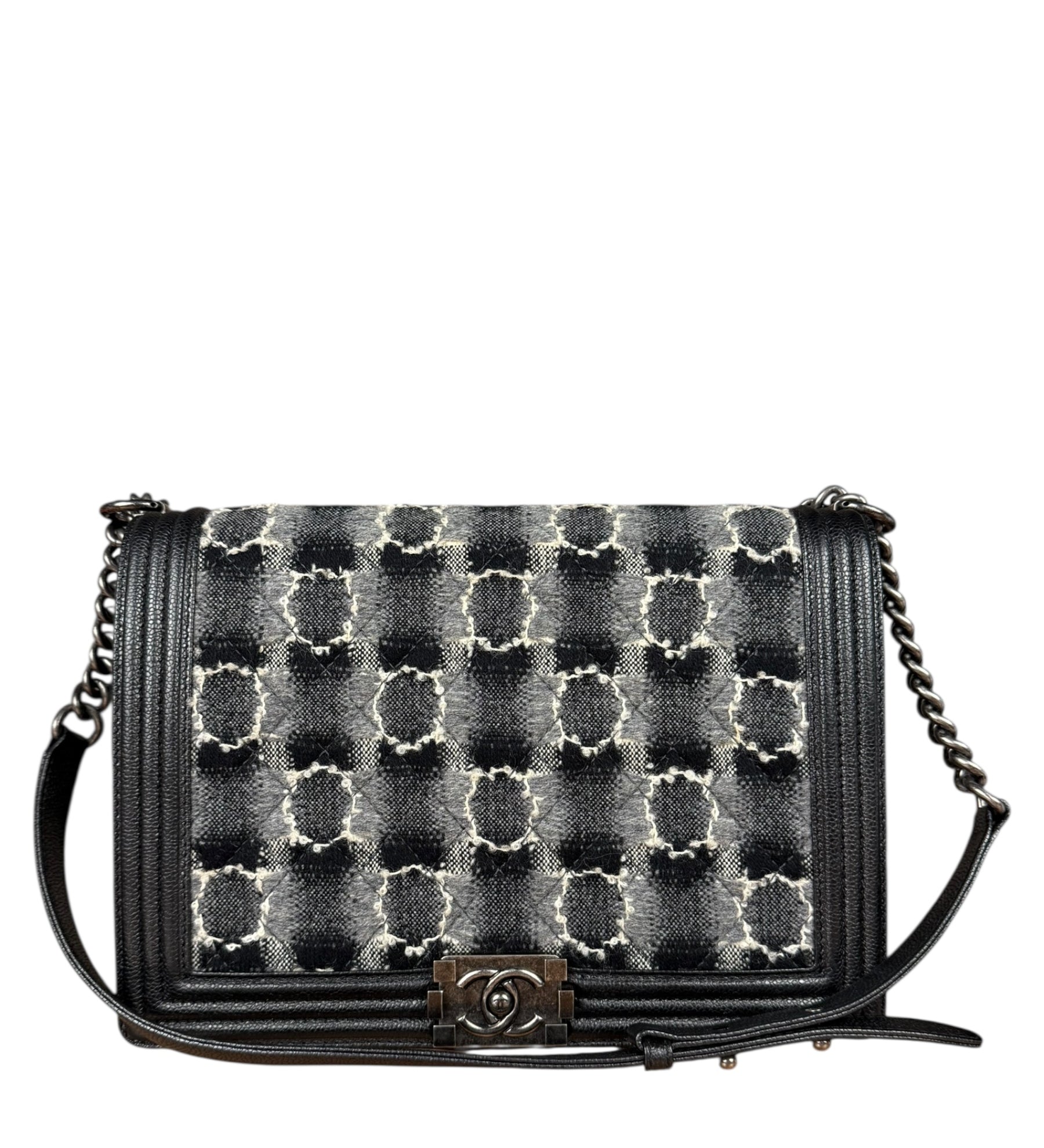 Chanel MultiColor Quilted Tweed Boy Bag