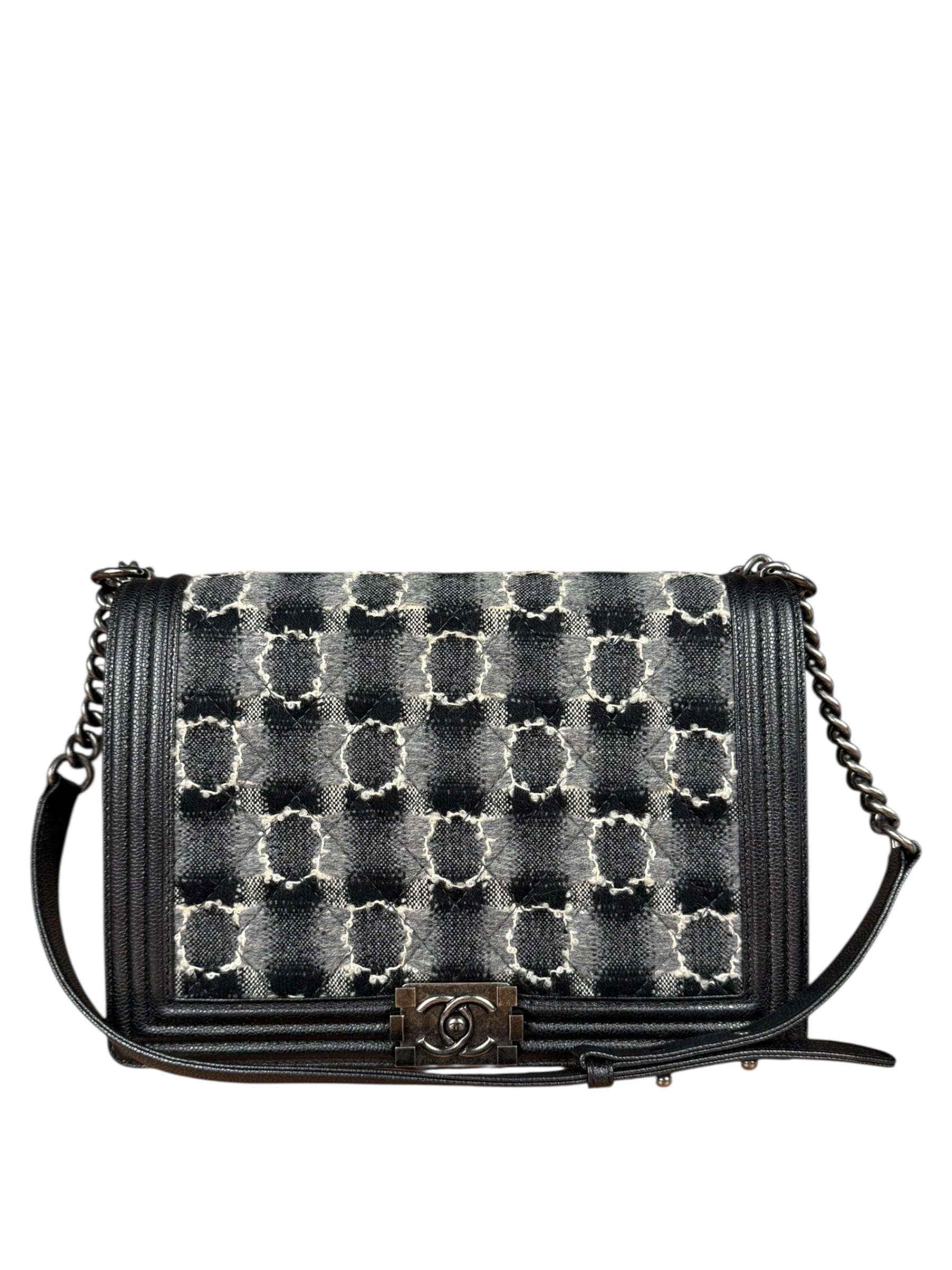 Chanel MultiColor Quilted Tweed Boy Bag