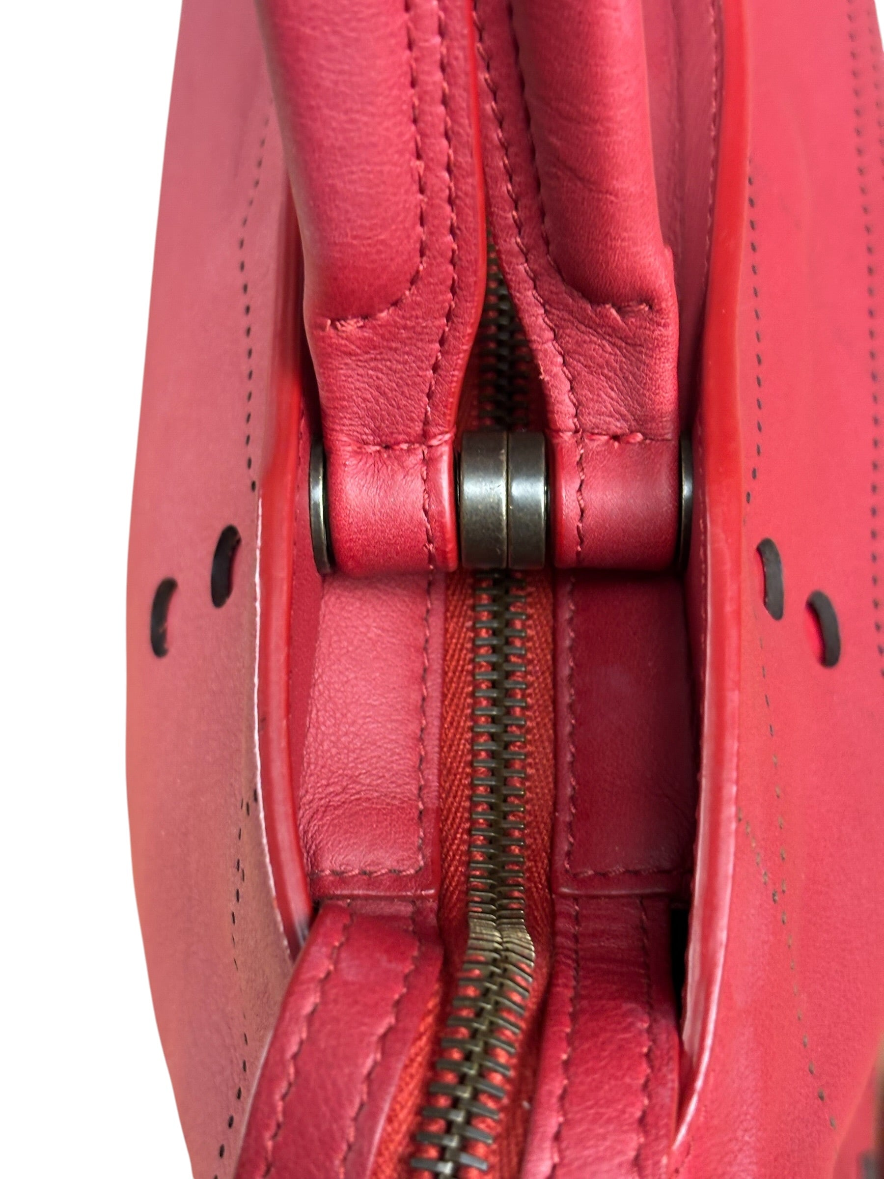 Balenciaga Red Leather Blackout City Two-Way Bag