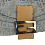 Fendi Leather Light Blue Trim Zucca Baguette