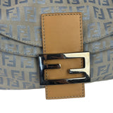 Fendi Leather Light Blue Trim Zucca Baguette