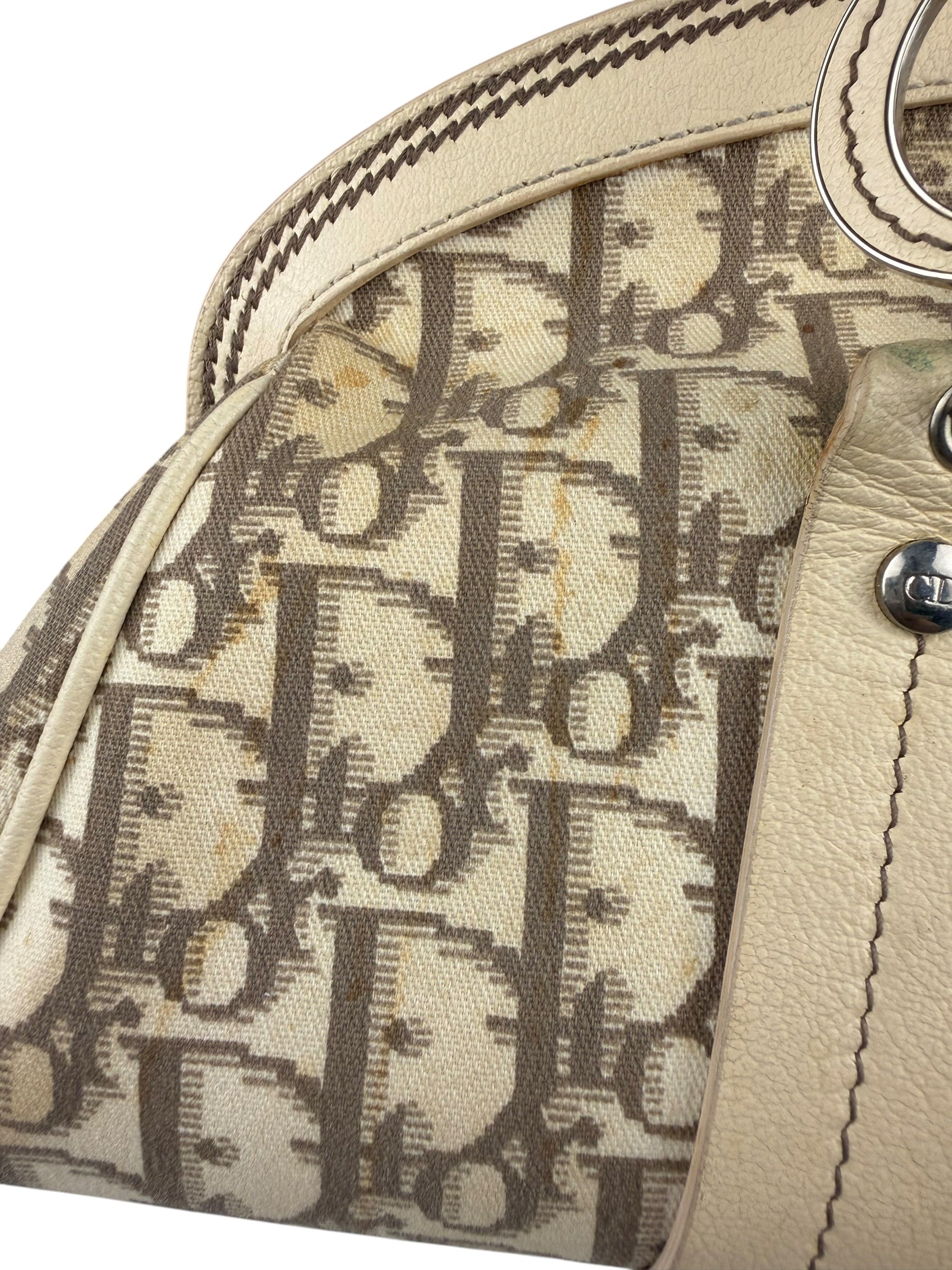 Christian Dior Vintage Monogram Flower Frame Satchel Hand Bag