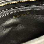 Chanel Black Chevron Quilted Tassel Fringe Tote 1992