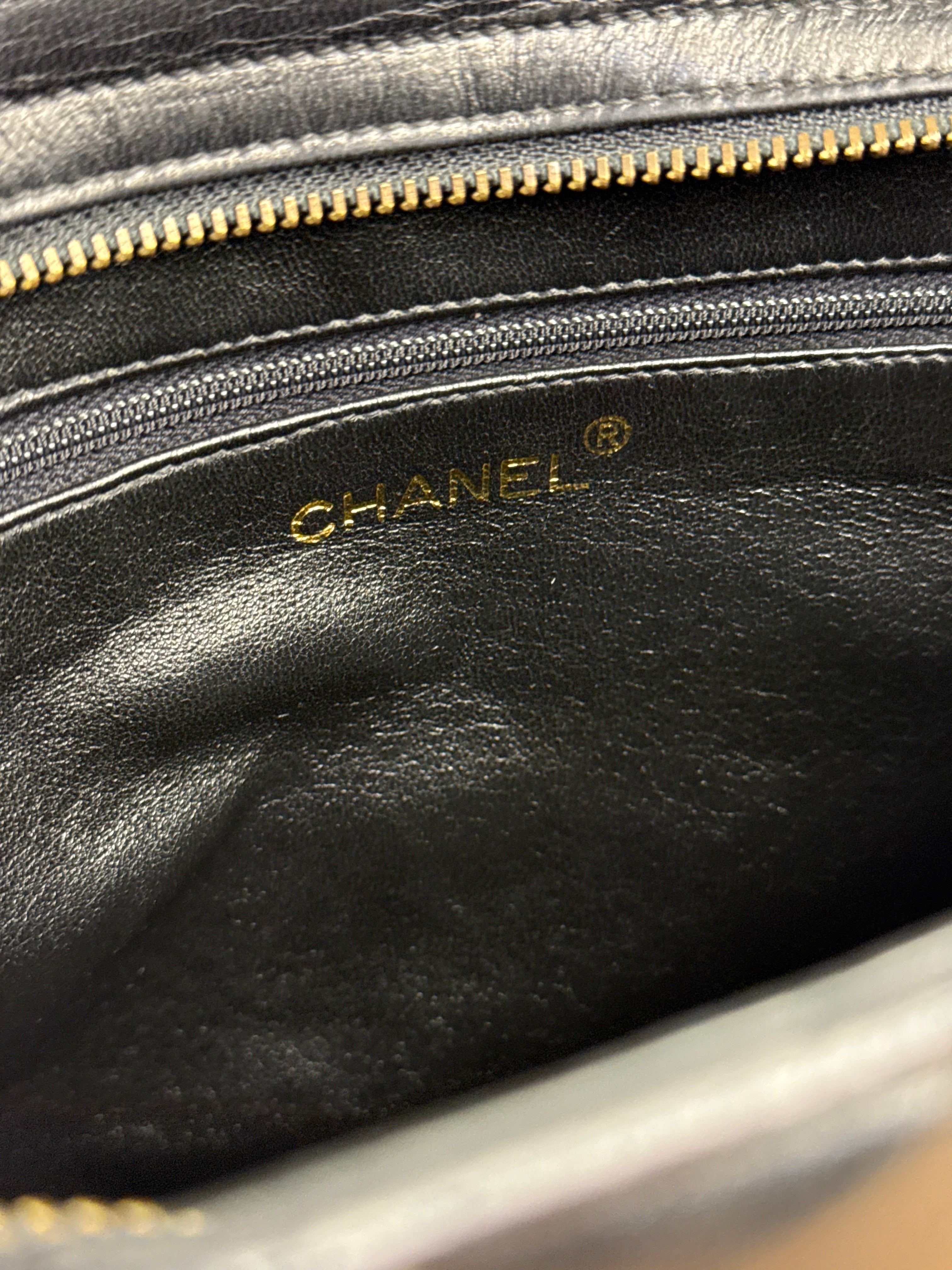 Chanel Black Chevron Quilted Tassel Fringe Tote 1992