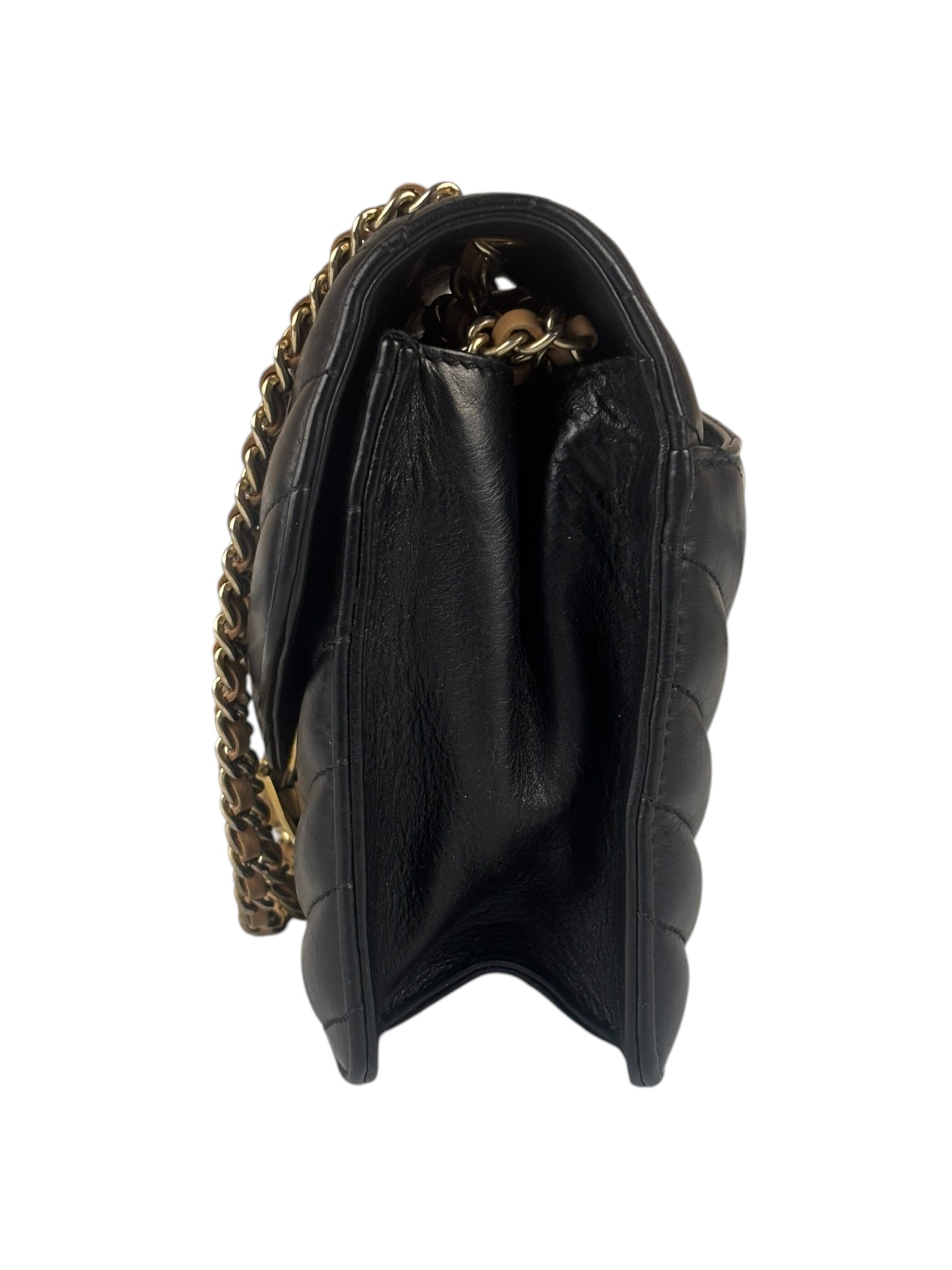 Chanel Black Leather Medium Gabrielle Flap Bag 2011