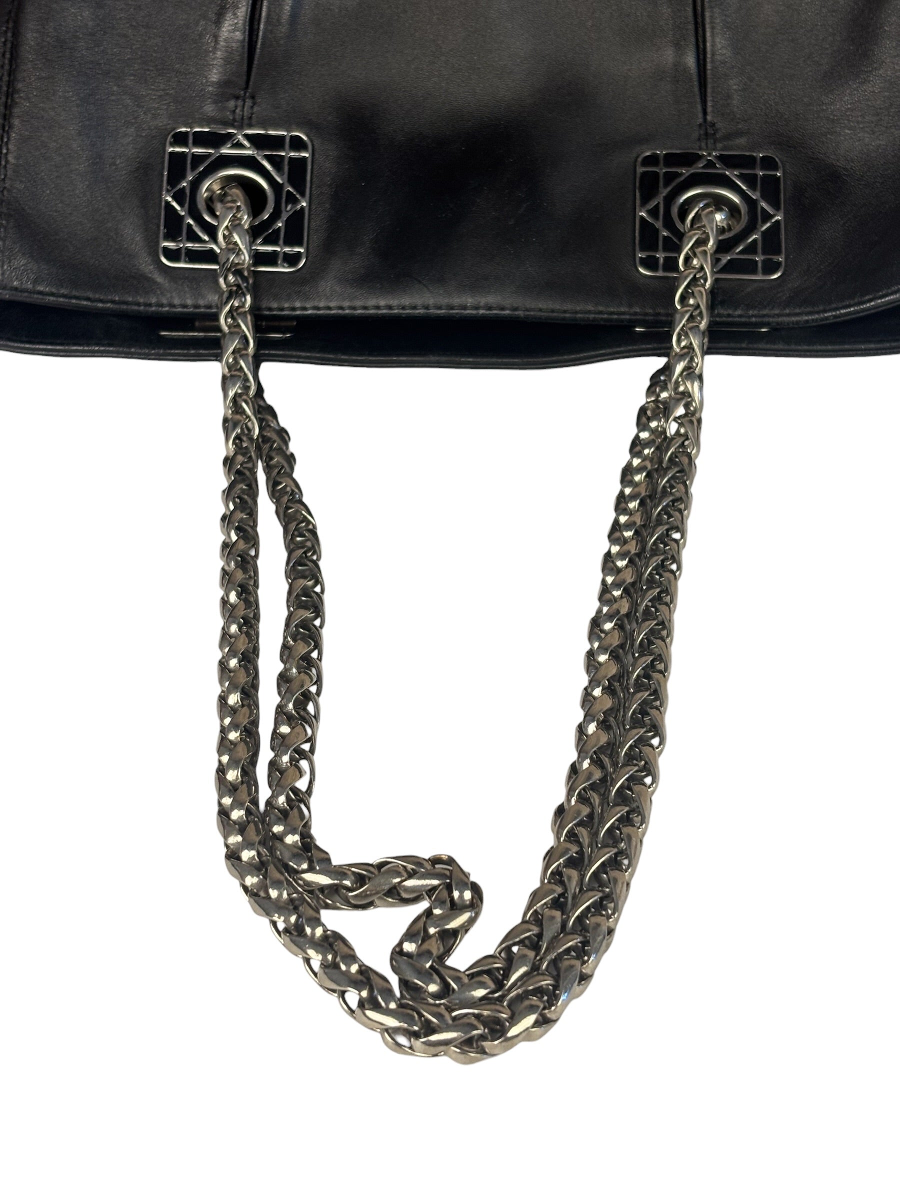 Christian Dior Black Leather Cannage Granville Chain Tote