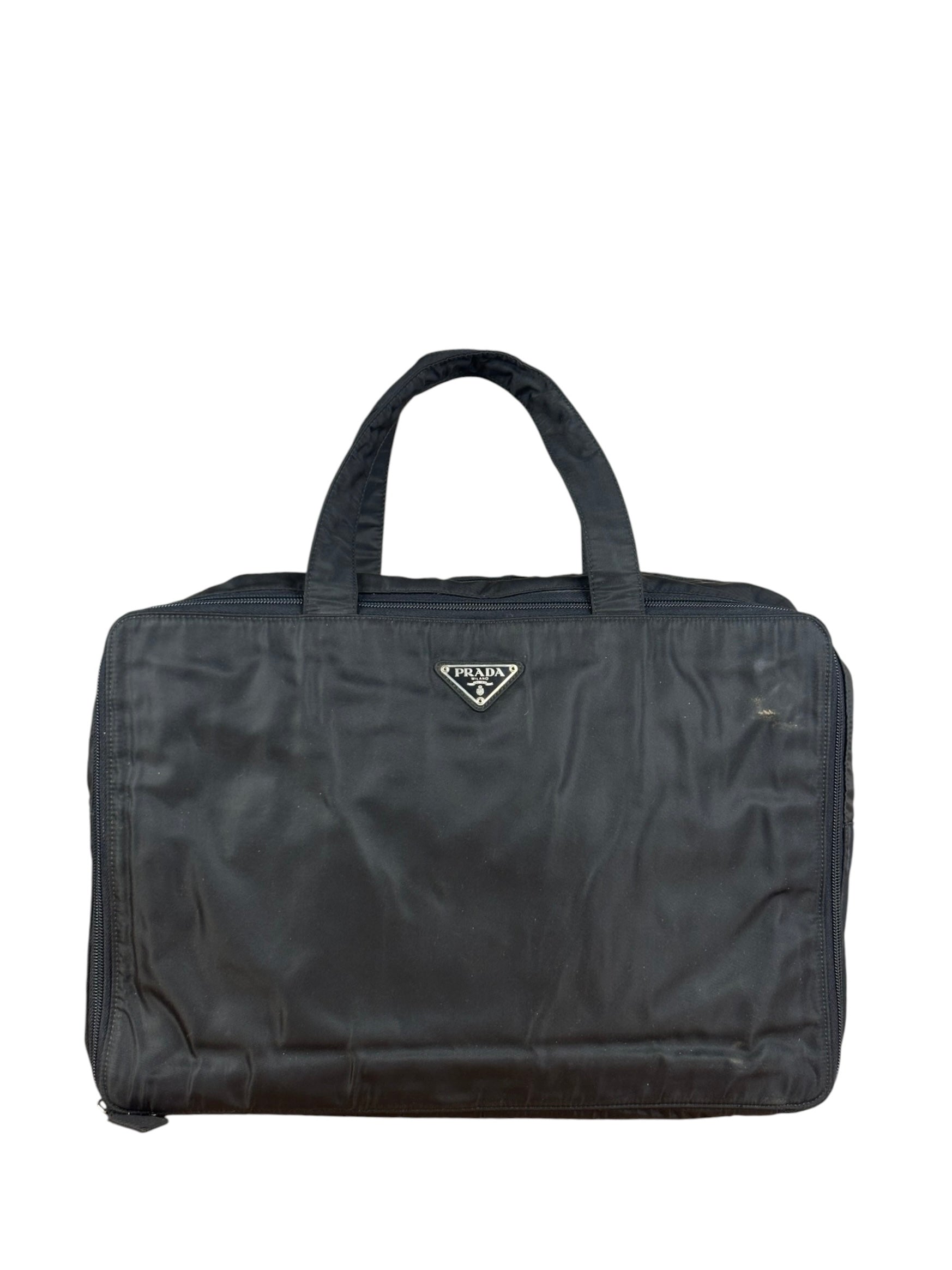 Prada Vintage Black Tessuto Nylon Travel Bag