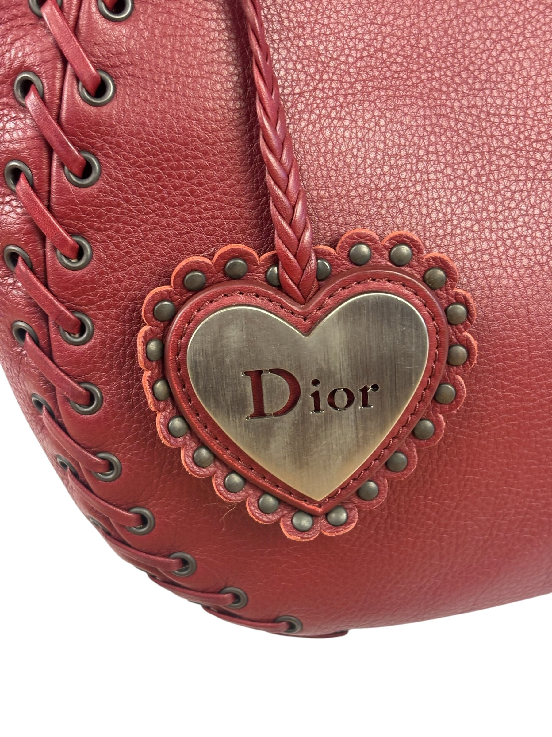 Christian Dior Red Leather Ethnic Hobo Bag