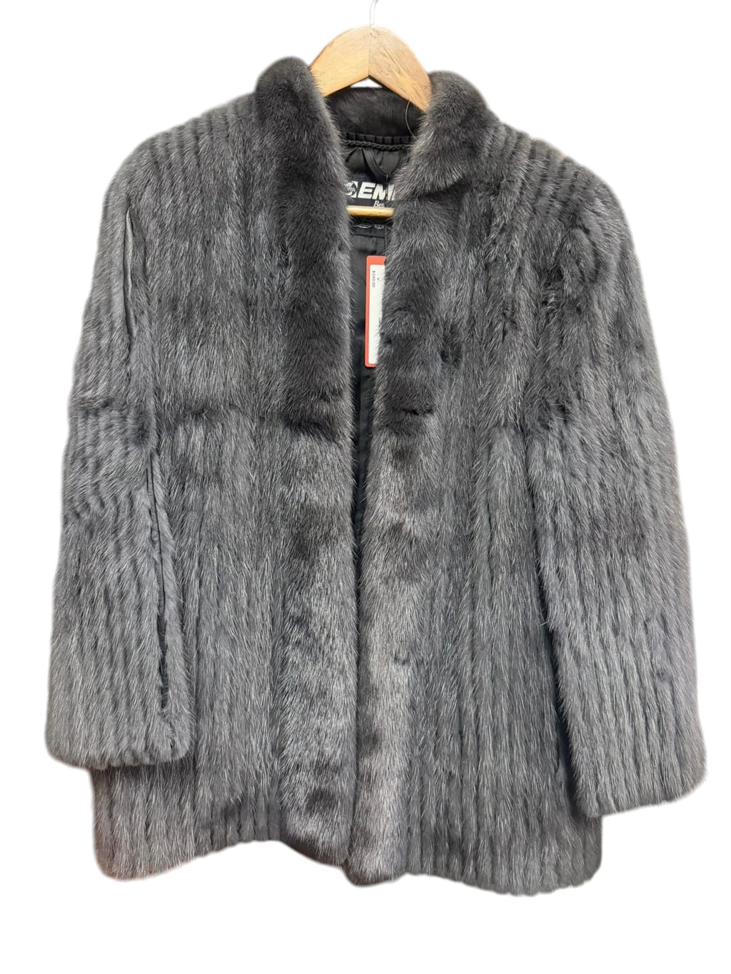 Vintage Dark Grey Mink Striped Fur Coat