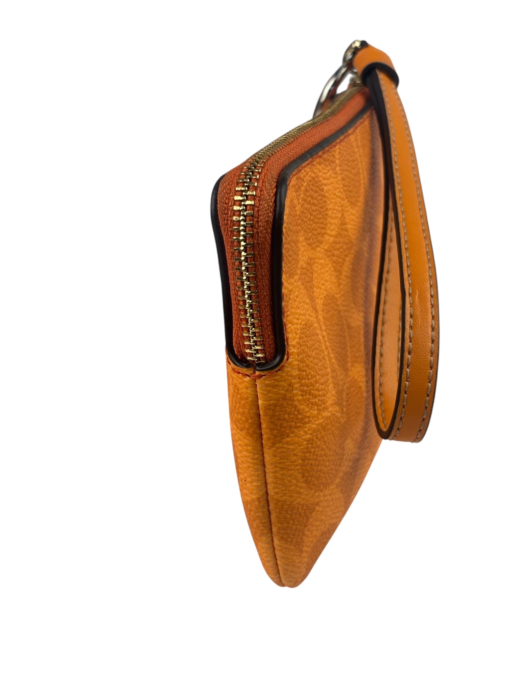 Coach Orange Leather Corner Zip Wristlet