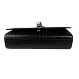 Yves Saint Laurent Black Croc-Embossed Calfskin Kate Tassel Shoulder Bag