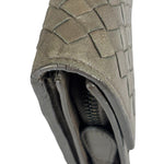 Bottega Veneta Grey Leather Intrecciato Flap Wallet