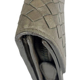 Bottega Veneta Grey Leather Intrecciato Flap Wallet