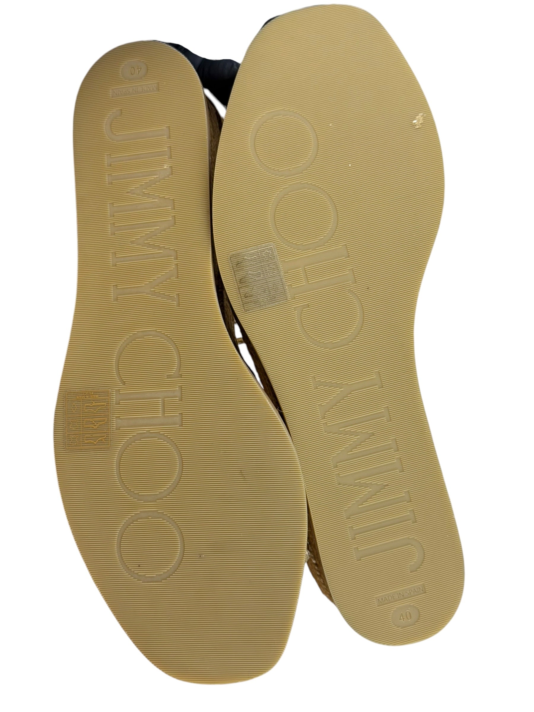 Jimmy Choo Brown Drive Metallic Wedge Espadrille Sandals