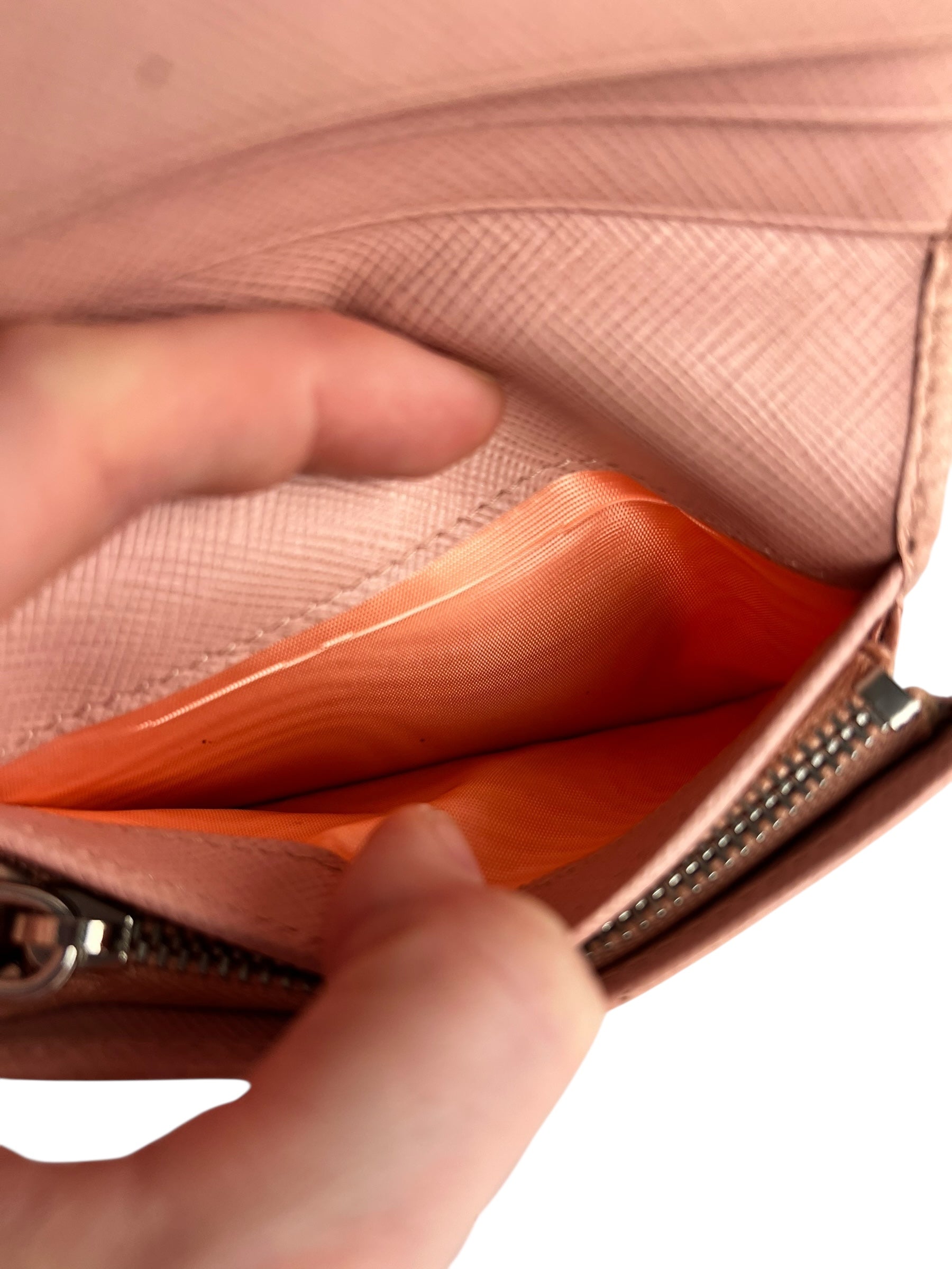 Prada Pink Saffiano Leather Compact Wallet