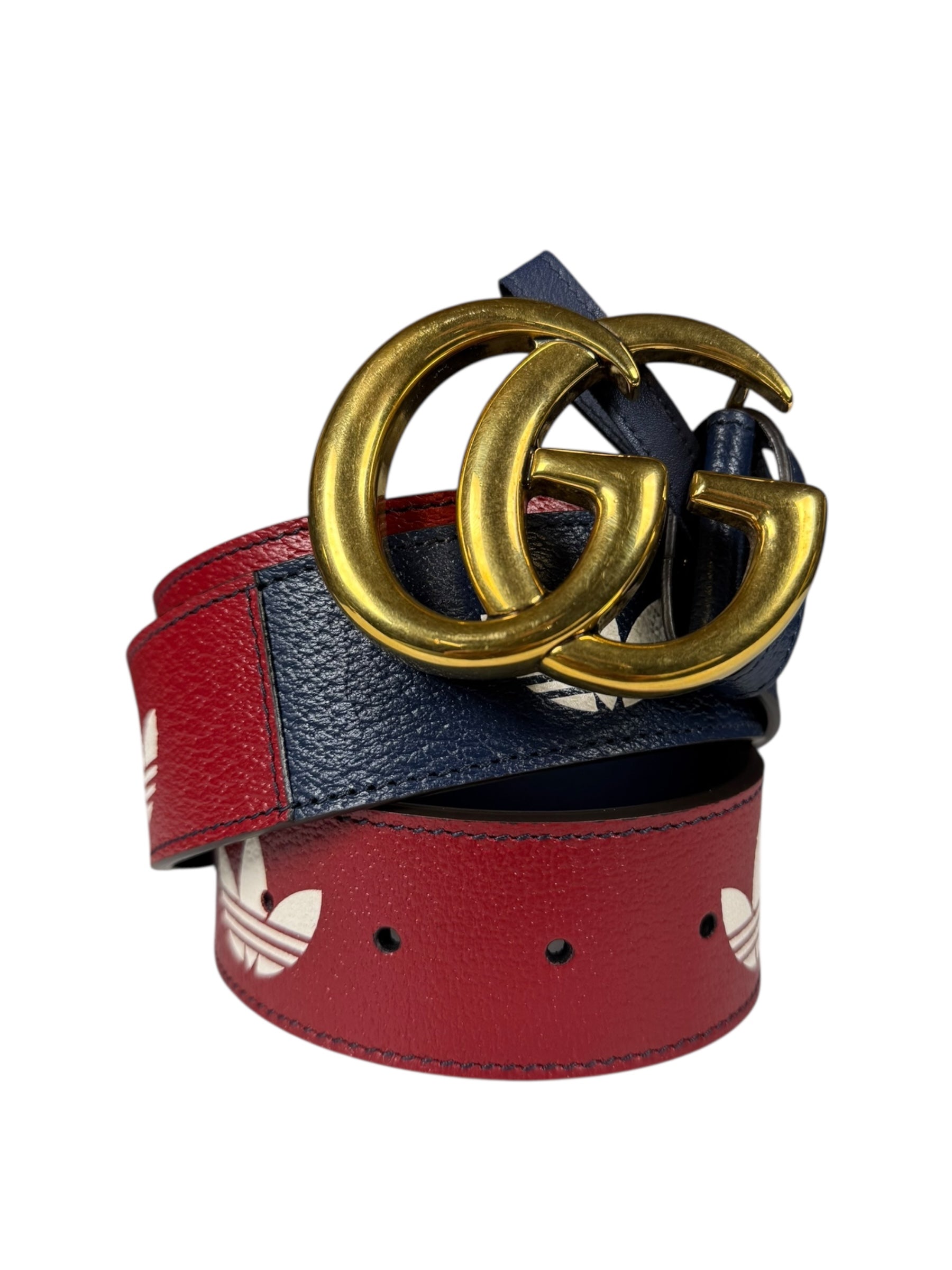Gucci x Adidas Leather Belt Navy/Red