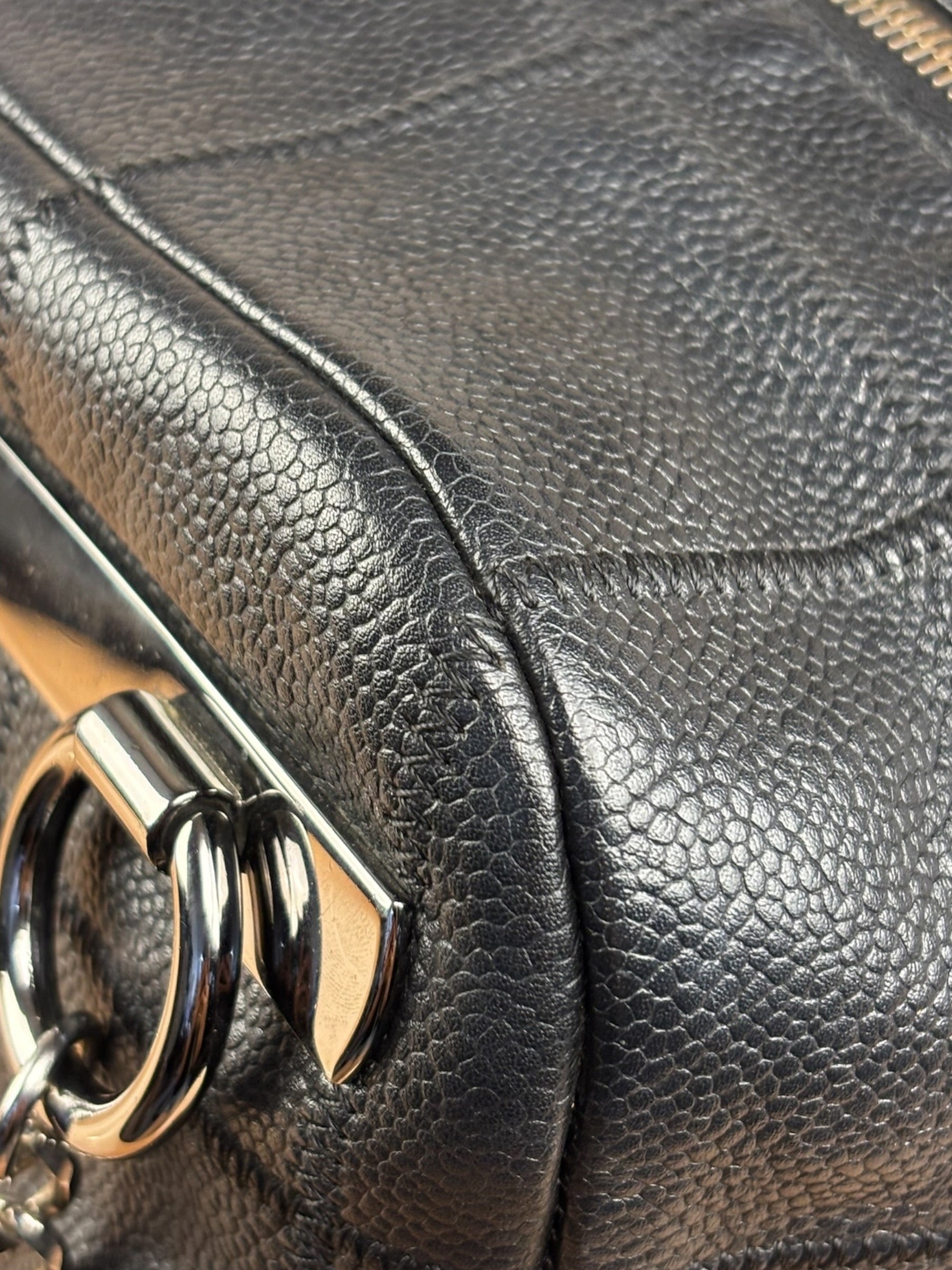 Chanel Black Leather Chocolate Bar Square-Stitched Bowler Shoulder Bag 2005