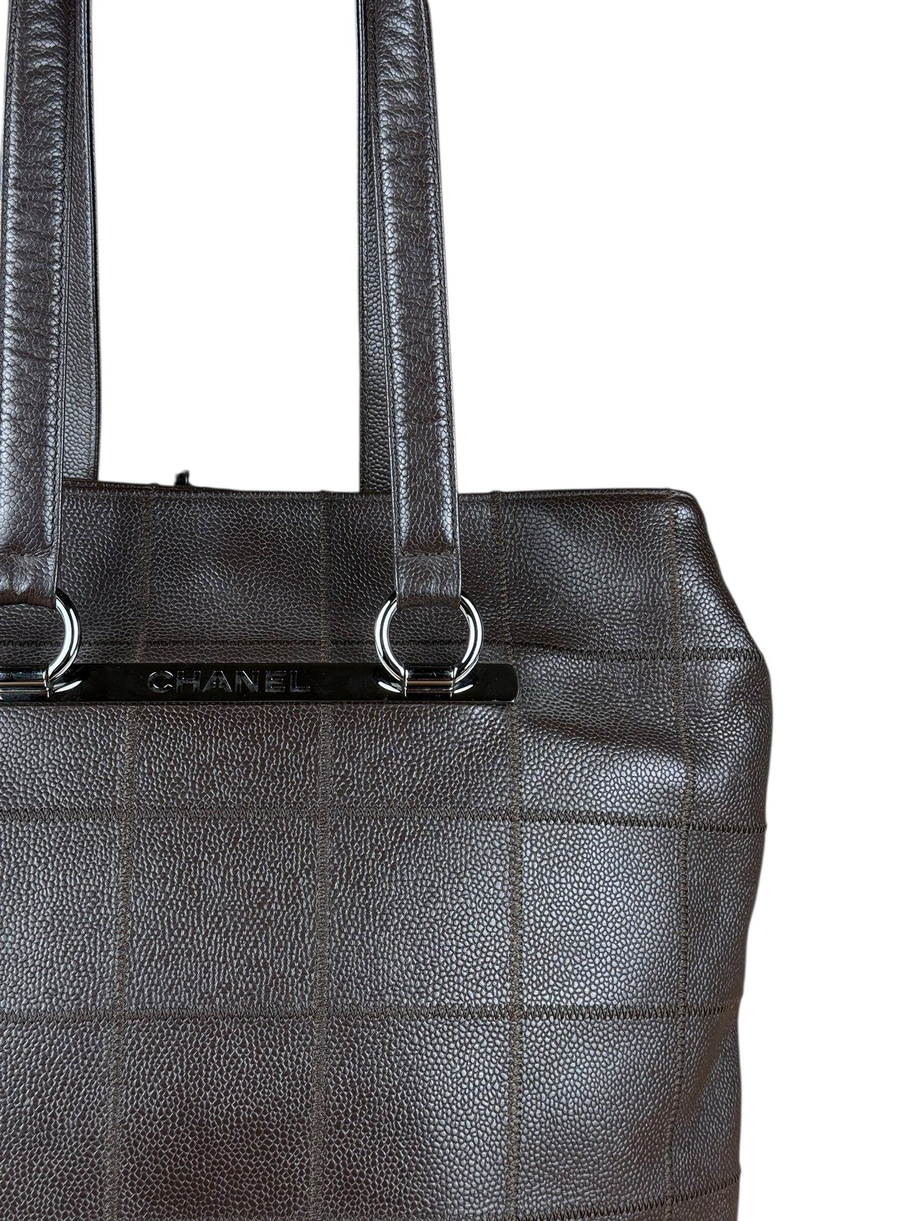 Chanel Brown Leather Chocolate Bar Tote 2004