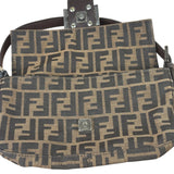 Fendi Brown Leather Trim Baguette