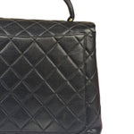 Chanel Vintage Black Caviar Quilted Leather Kelly Top Handle Bag 1996