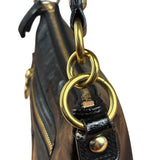 Coach Black Poppy Liquid Gloss Leather Storypatch Hobo Bag