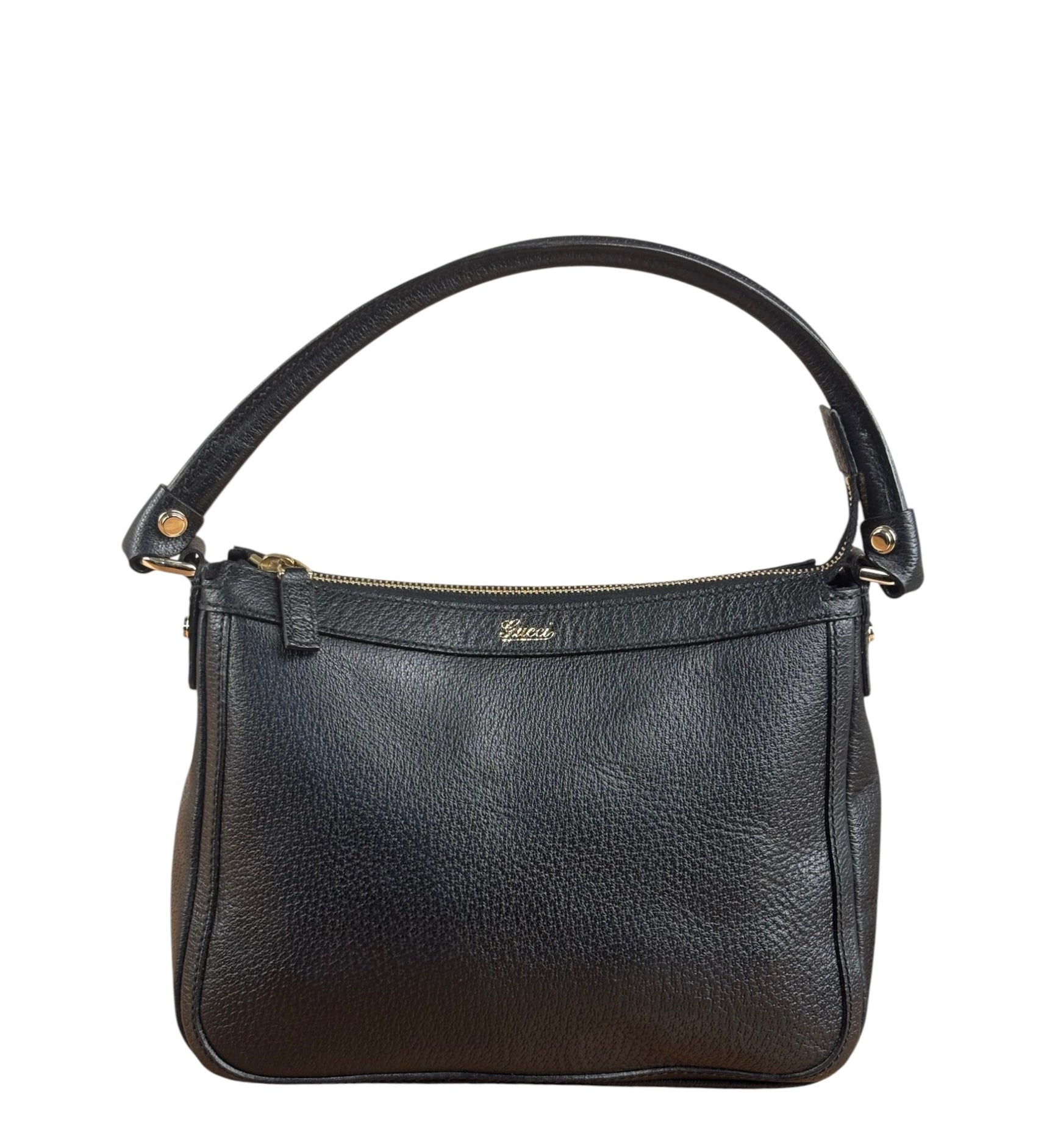 Gucci Black Pebbled Leather Shoulder Bag