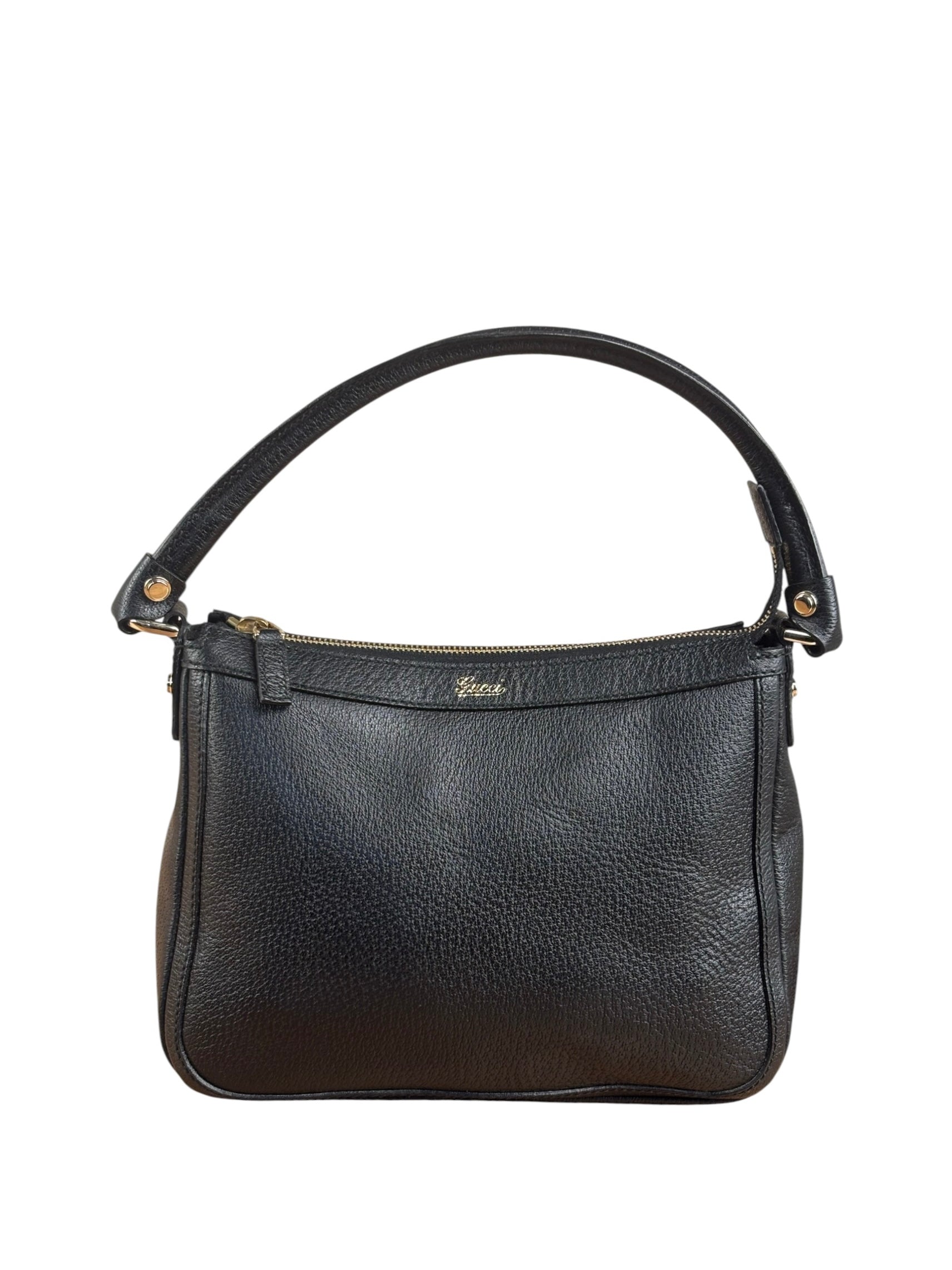 Gucci Black Pebbled Leather Shoulder Bag