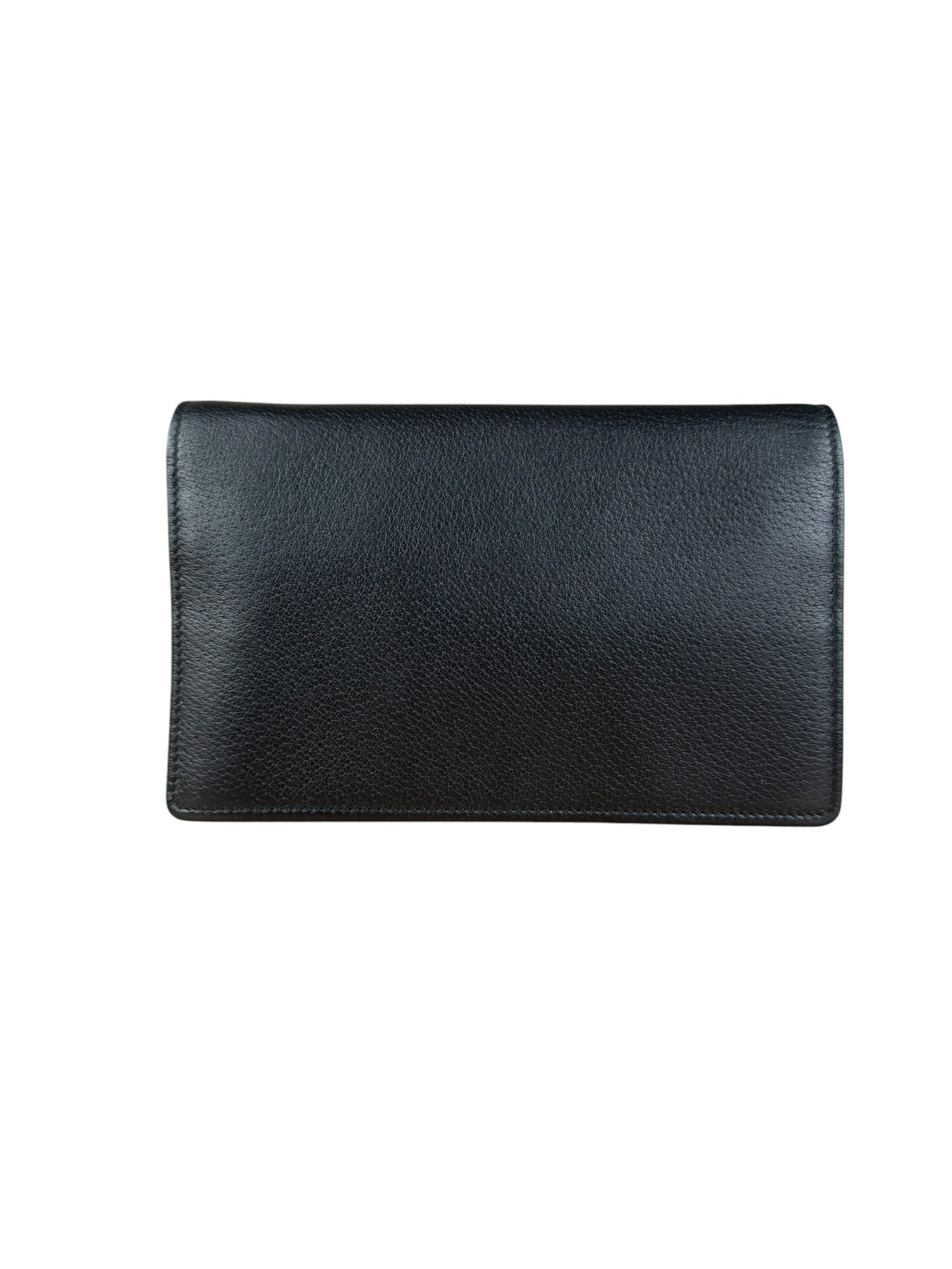 Gucci GG Crystal Embellished Black Leather Wallet on Chain Bag