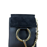 Chloé Suede Black Leather Faye Mini Bracelet Bag