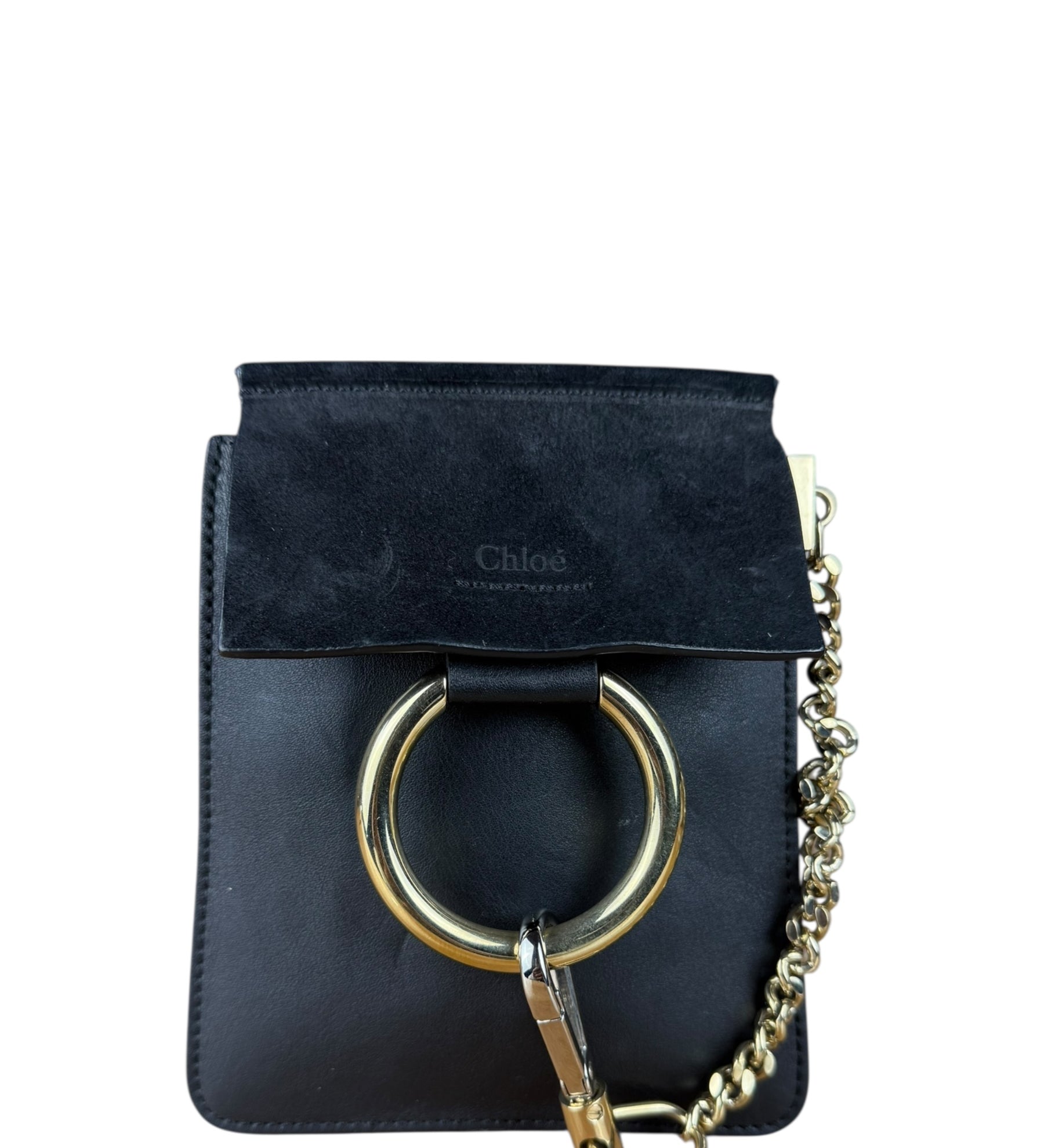 Chloé Suede Black Leather Faye Mini Bracelet Bag