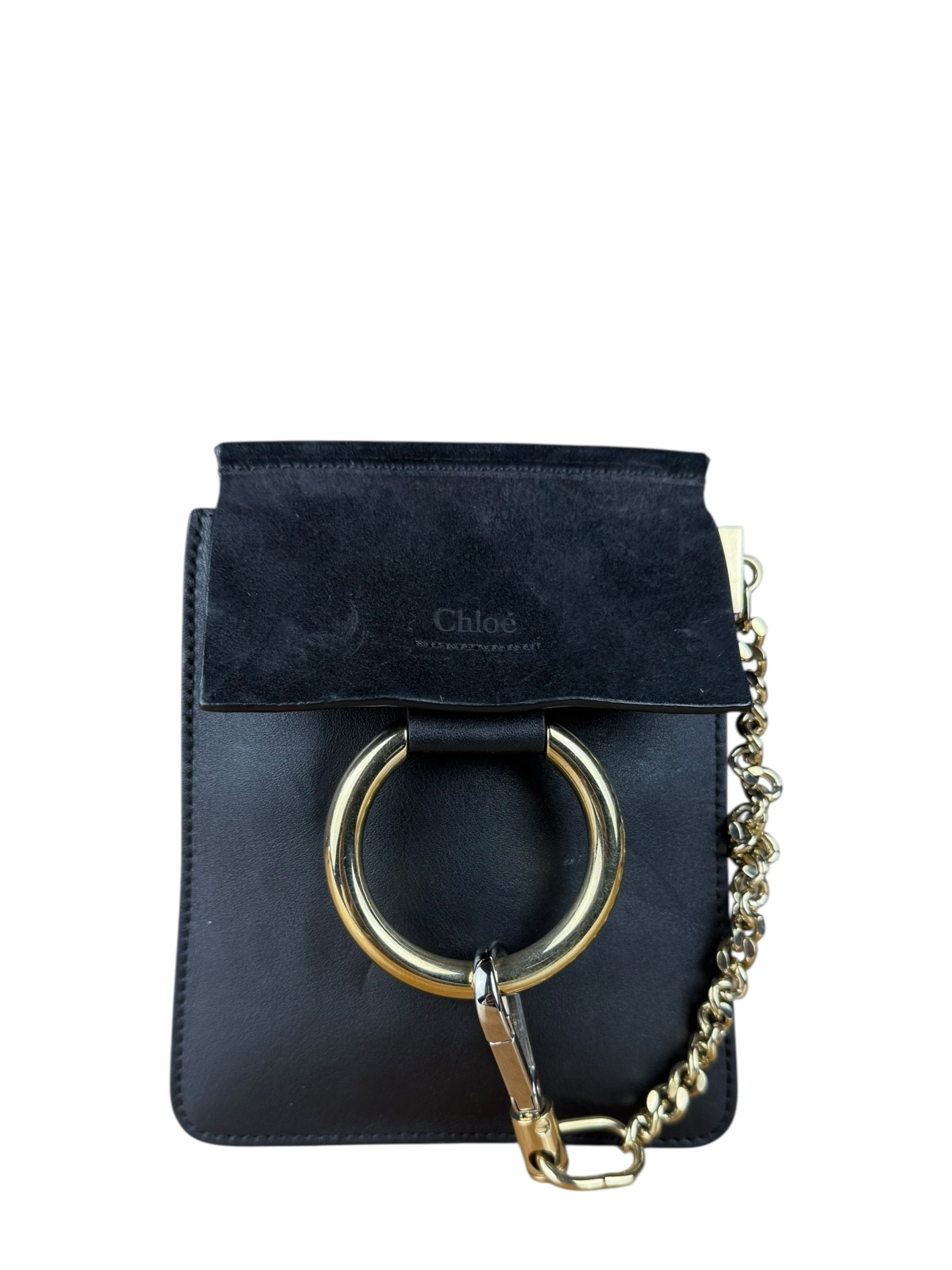 Chloé Suede Black Leather Faye Mini Bracelet Bag