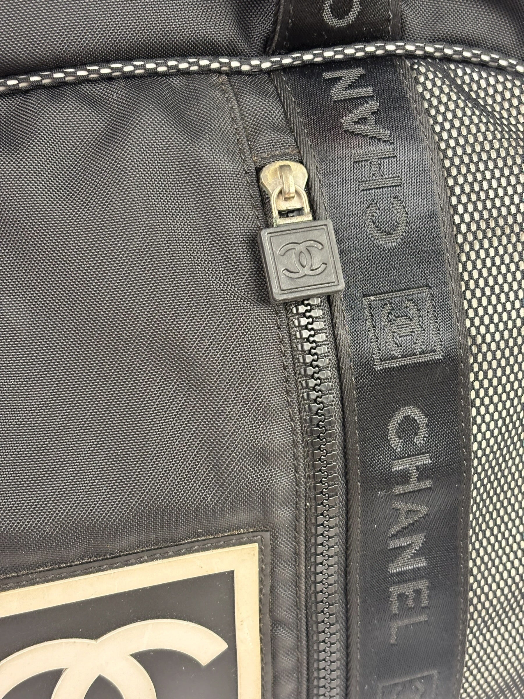 Chanel Black NylonSport Line Duffle Mesh Large Bag 2000's