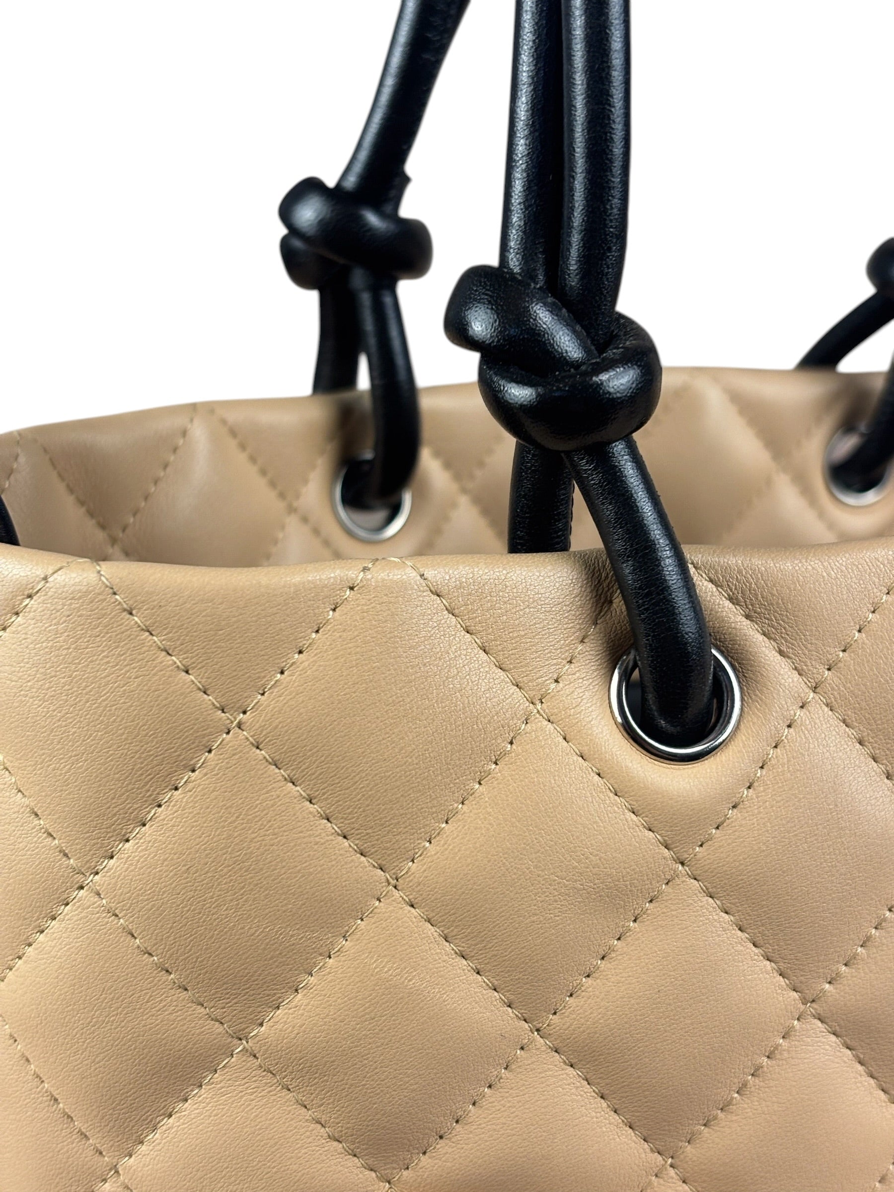 Chanel Tan Quilted Leather Ligne Cambon Tote Bag 2004