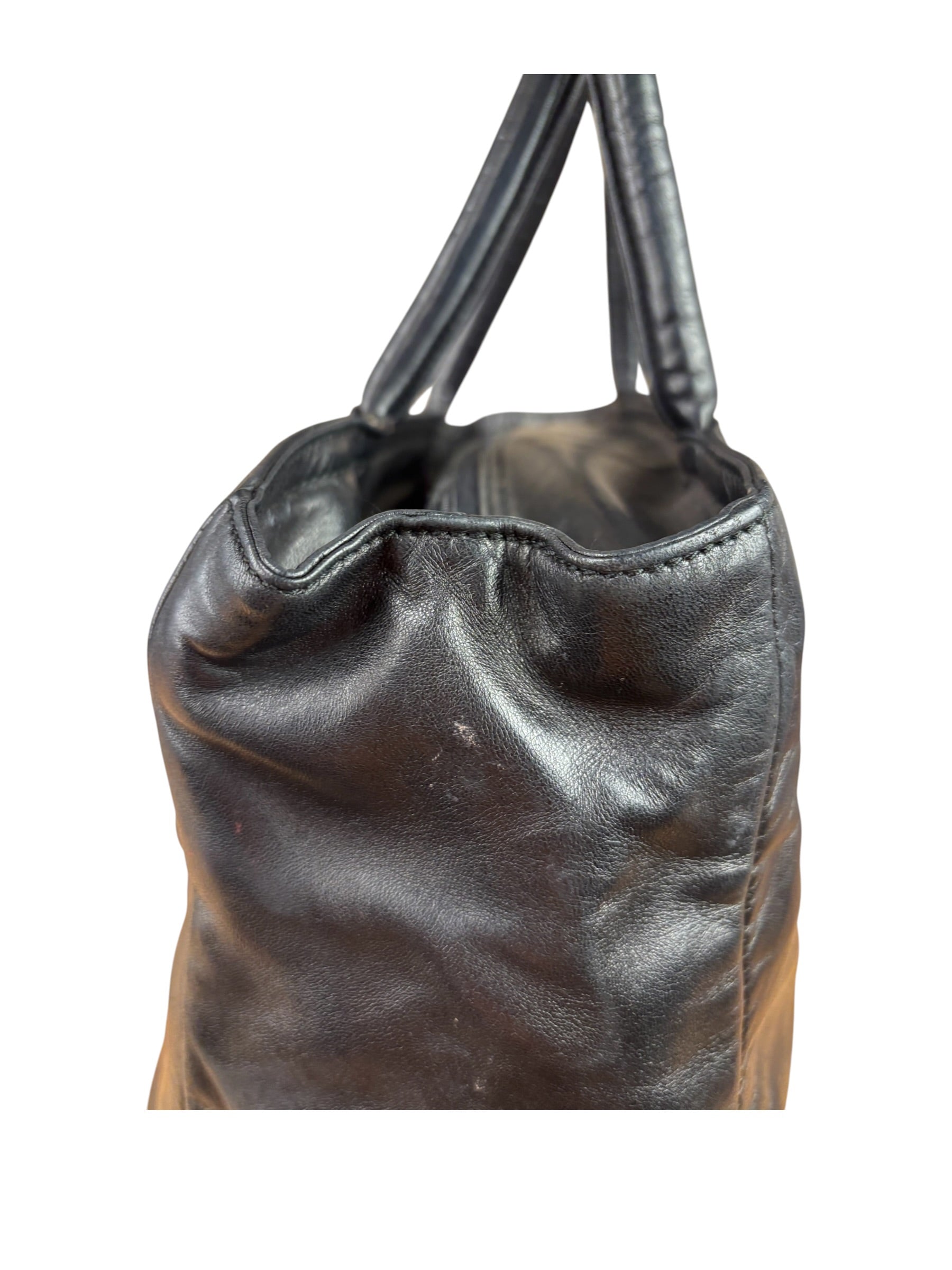 Prada Black Leather Tote Bag