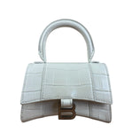 Balenciaga White Croc Embossed Nano Hourglass Bag