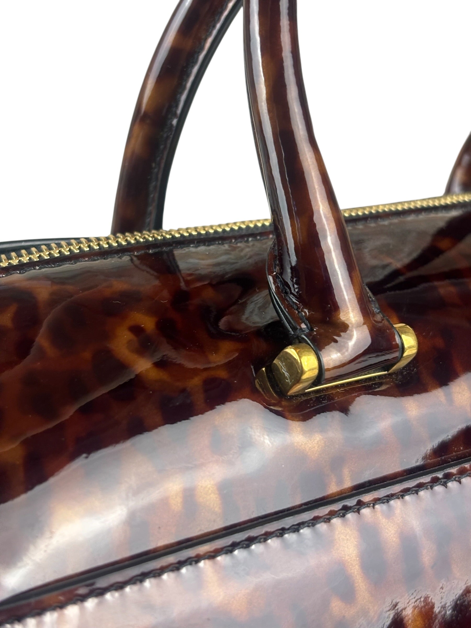 YSL Patent Leather Tortoise Shell Duffle
