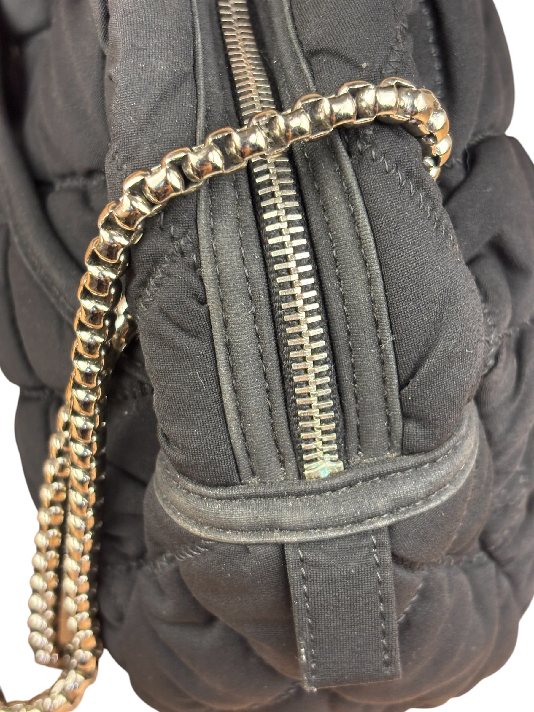 Chanel Black Quilted Satin Chain Shoulder Bag 2008